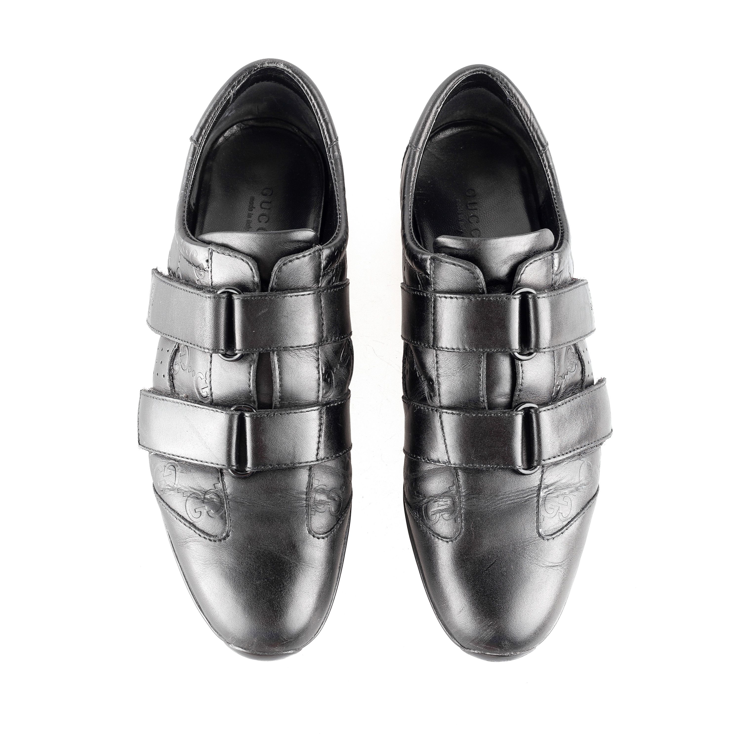 Gucci Gucci Black GG Leather Monogram Velcro Sneakers (EU 37,5) Size US 5.5 / EU 38 - 2 Thumbnail