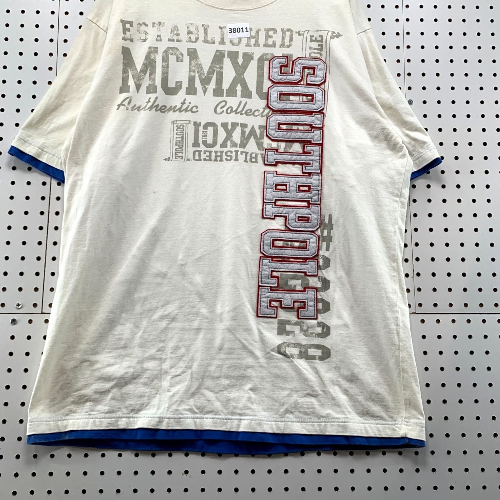 Southpole VINTAGE SouthPole Shirt Mens 2XL White Blue Embroidered Spell Out Y2K Size US XXL / EU 58 / 5 - 6 Thumbnail