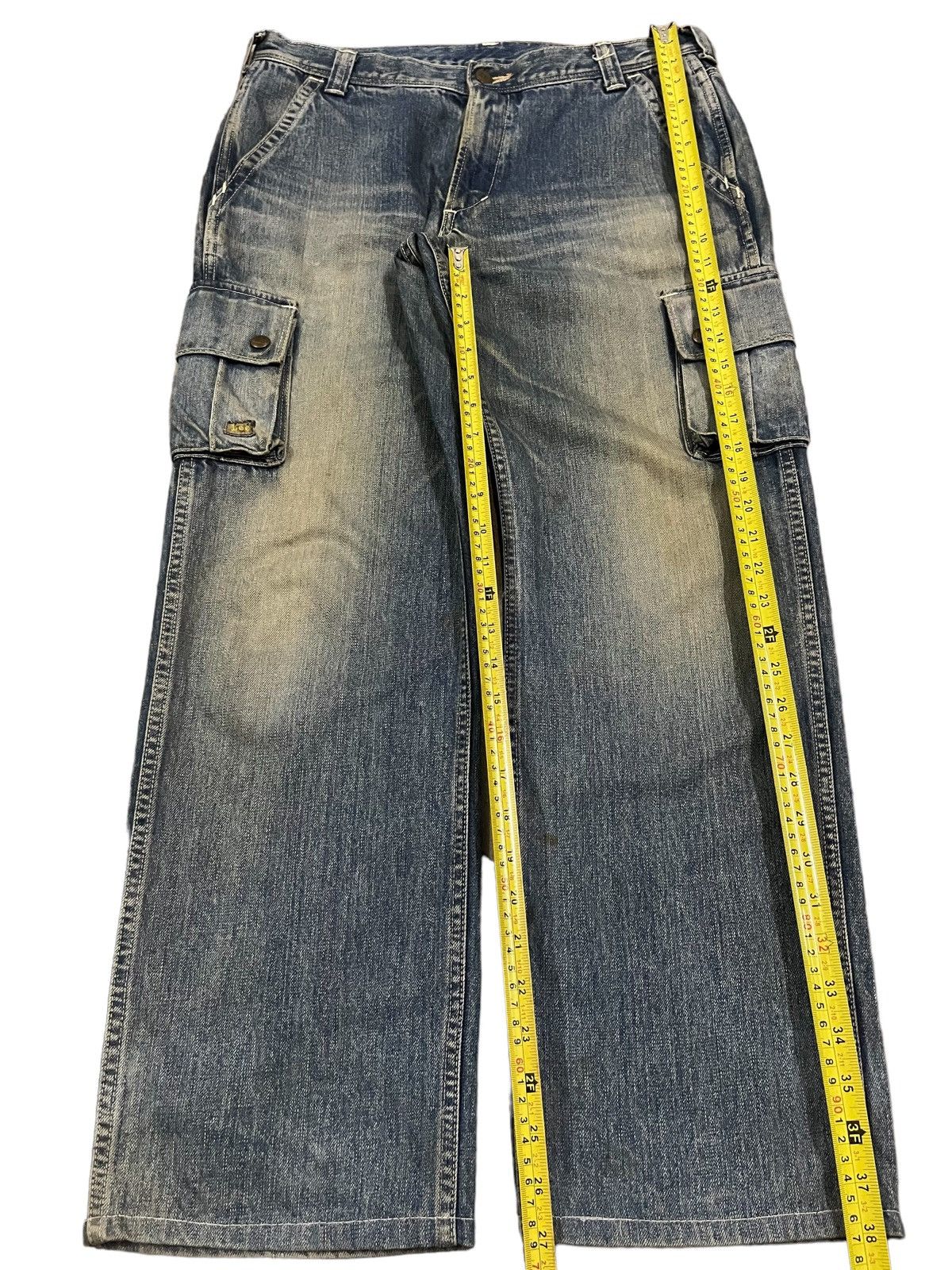 Japanese Brand × Le Grande Bleu (L.G.B.) Vintage Lee Mud Washed Multi Pocket Cargo Baggy Jeans Size US 32 / EU 48 - 18 Thumbnail