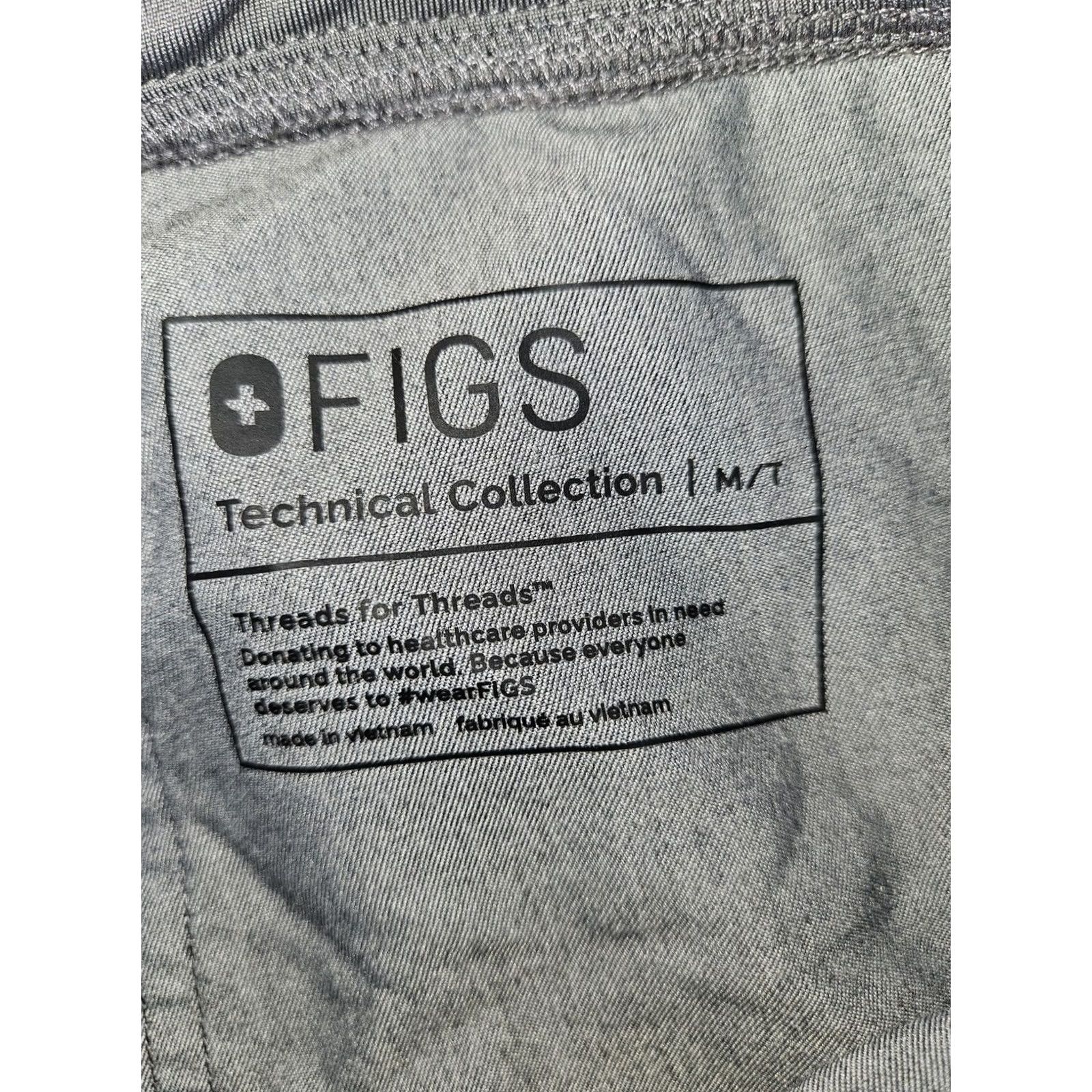 Vintage FIGS Technical Collection Pants Womens M Tall Gray Drawstring Scrub Medical Size 32" / US 10 / IT 46 - 3 Thumbnail