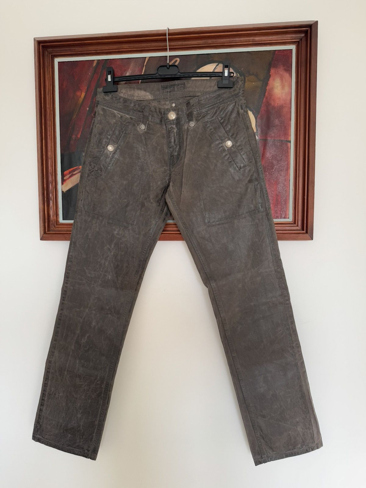 Guess Vintage Guess Waxed Brown Denim Jeans Biker Pant Streetwear Size US 29 - 1 Thumbnail