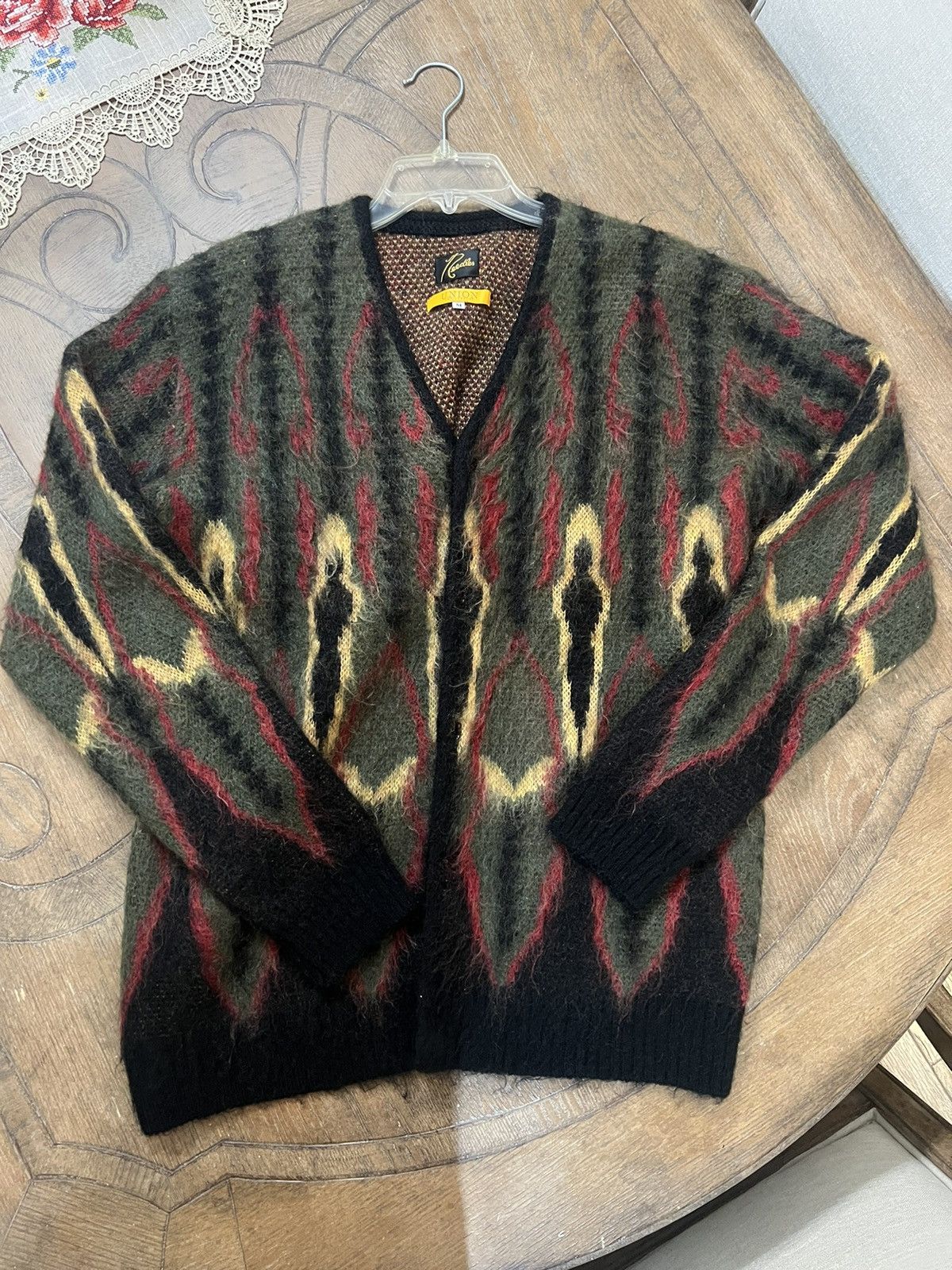 Needles Needles Union Psychedelic Mohair Cardigan Sweater | Grailed