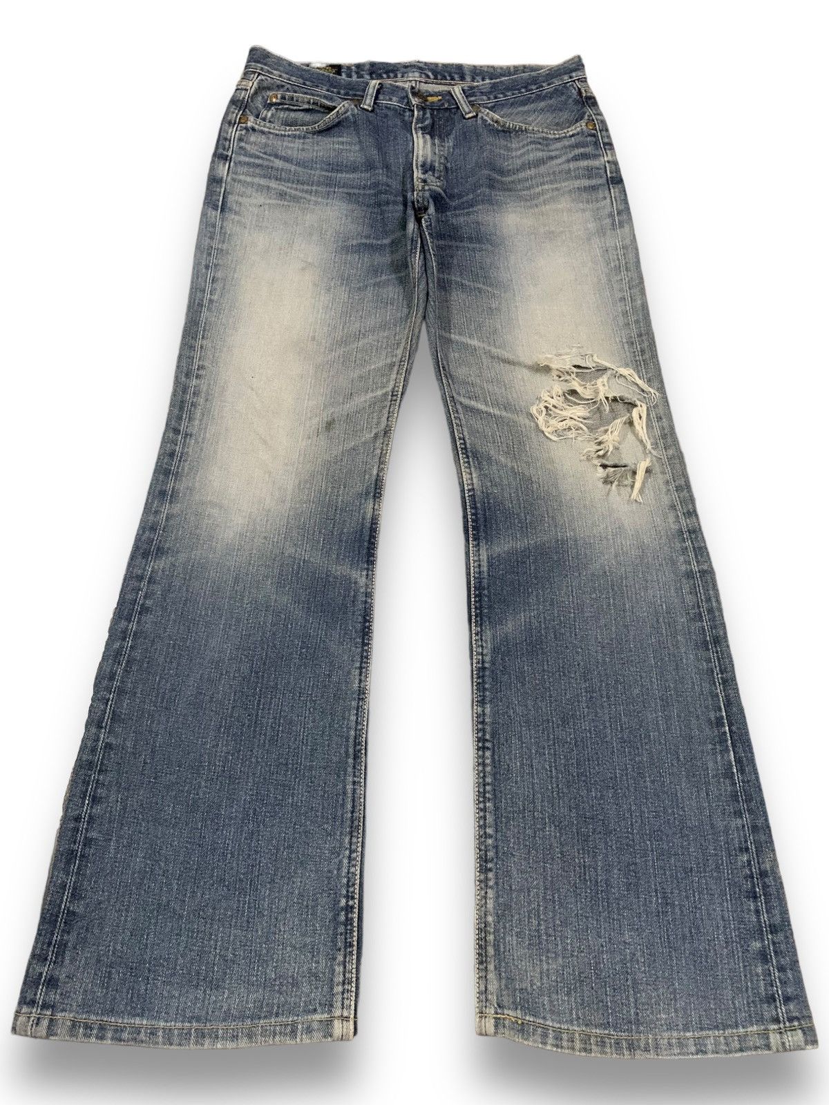 Lee Vintage Lee Riders Faded Wash Flare Distressed Grunge Jeans Size US 31 - 1 Thumbnail