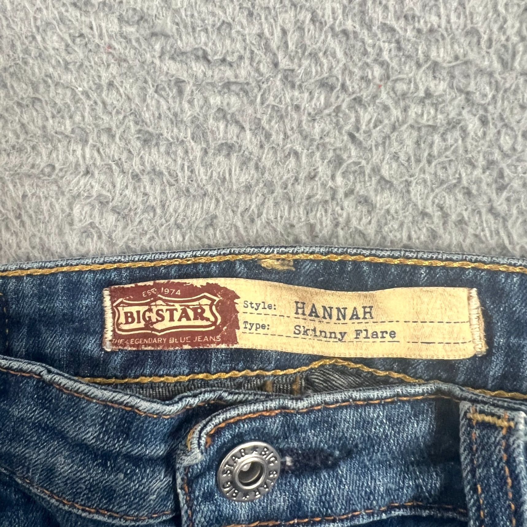 Vintage VINTAGE BIG STAR Women’s Skinny Flare Jeans Size 28 Medium Wash Blue Embroidered Stars Size 28" / US 6 / IT 42 - 6 Thumbnail