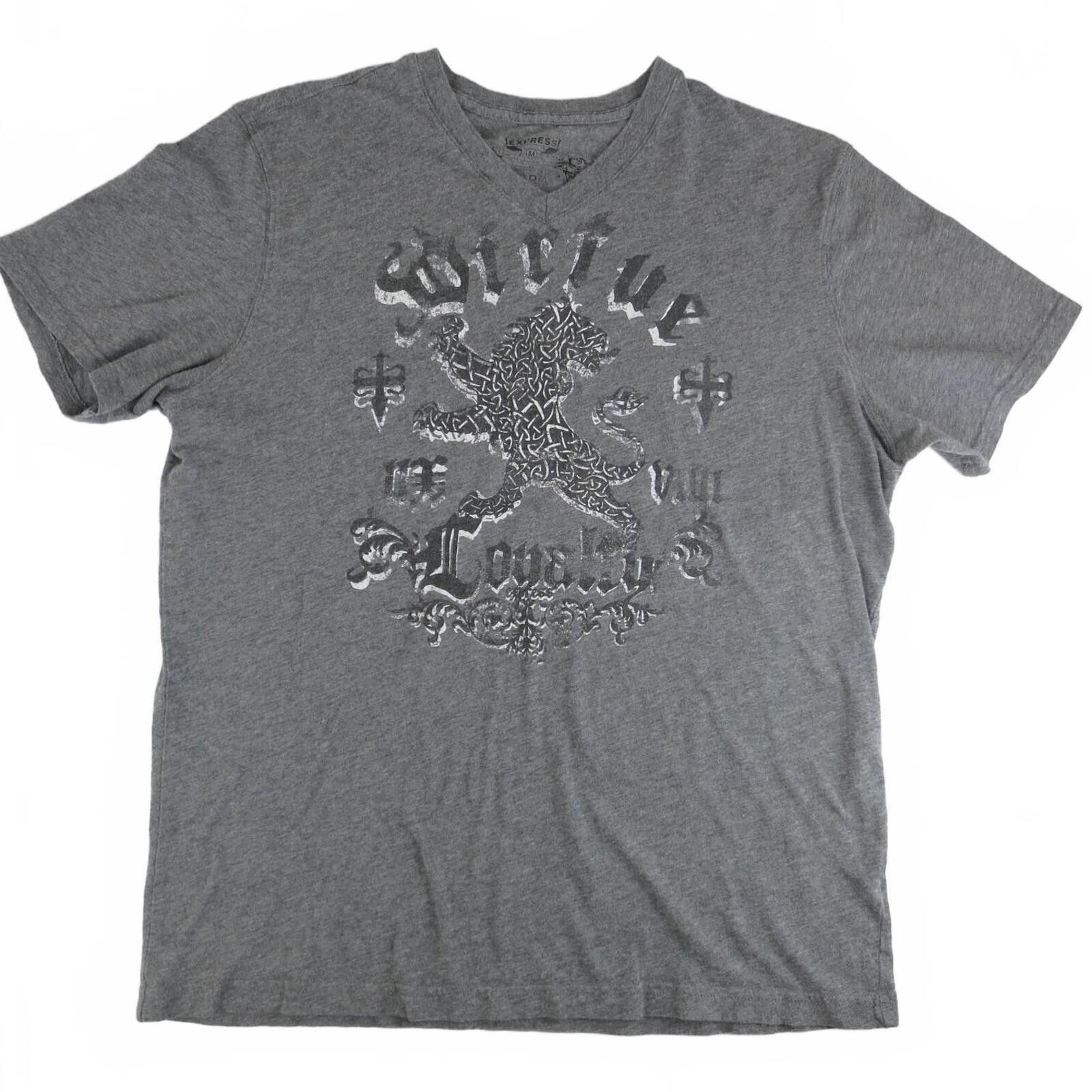 Express Express Men's Gray Classic V-Neck Graphic T-Shirt Size M Size US M / EU 48-50 / 2 - 1 Thumbnail
