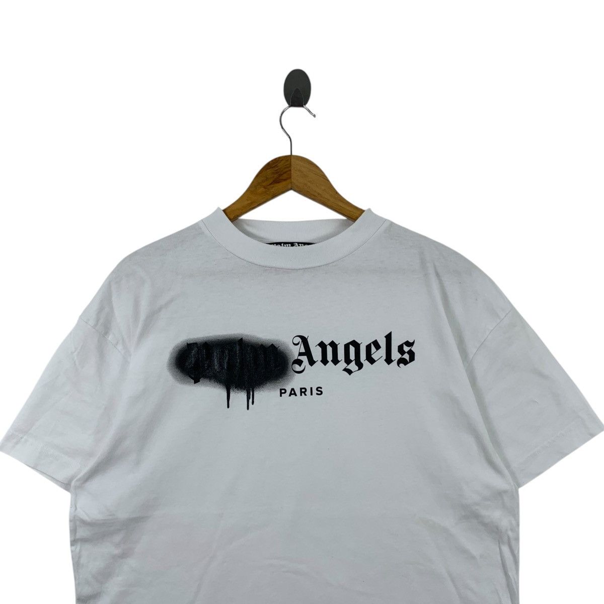 Palm Angels PALM ANGELS PARIS Sprayed Styled Logo Print White Shirt Size US L / EU 52-54 / 3 - 3 Thumbnail
