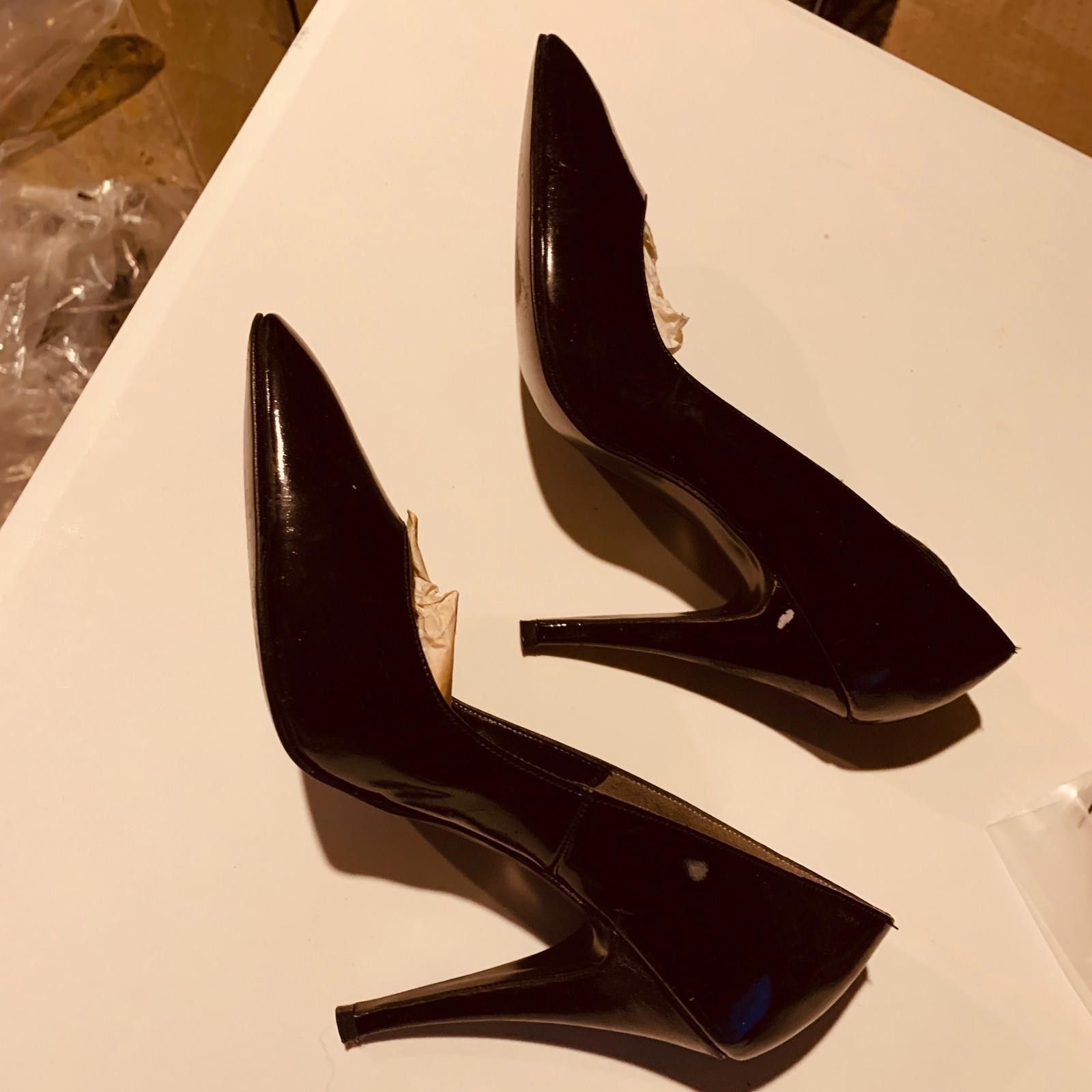 Designer Vintage Gigi Fasi Black Patent Leather Pump Heels Sz.8 (G104 Size US 8 / IT 38 - 3 Thumbnail