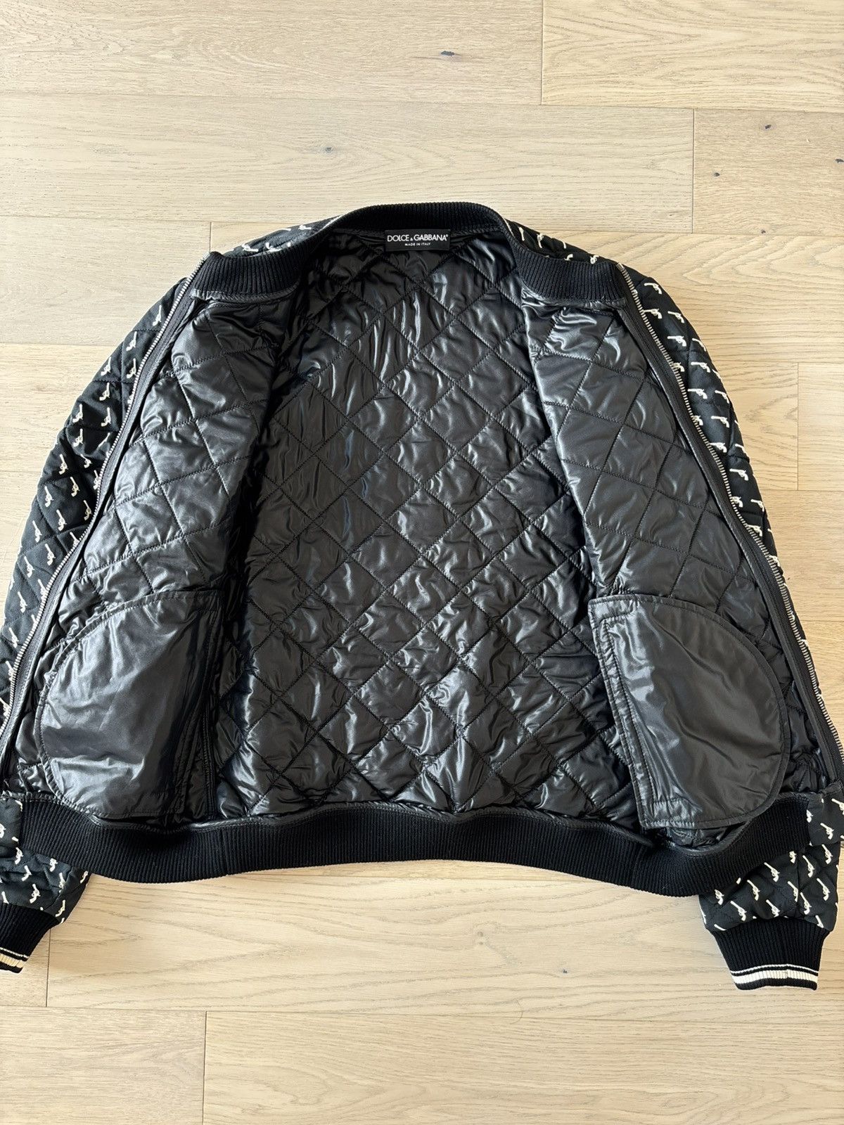 Dolce & Gabbana Dolce & Gabbana Men’s Pistol Print Quilted Bomber Jacket Size US S / EU 44-46 / 1 - 6 Thumbnail