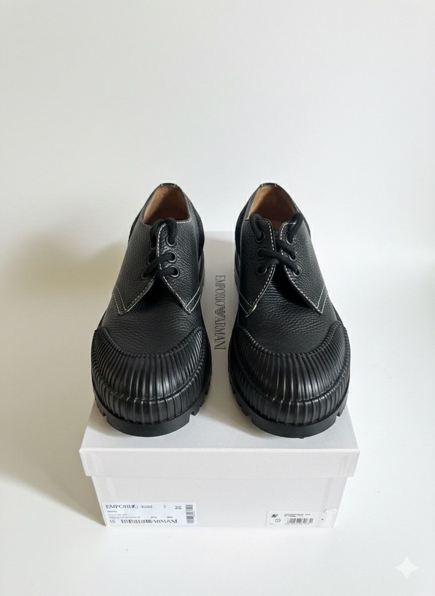 NEW Emporio Armani Black Leather Derby Shoes