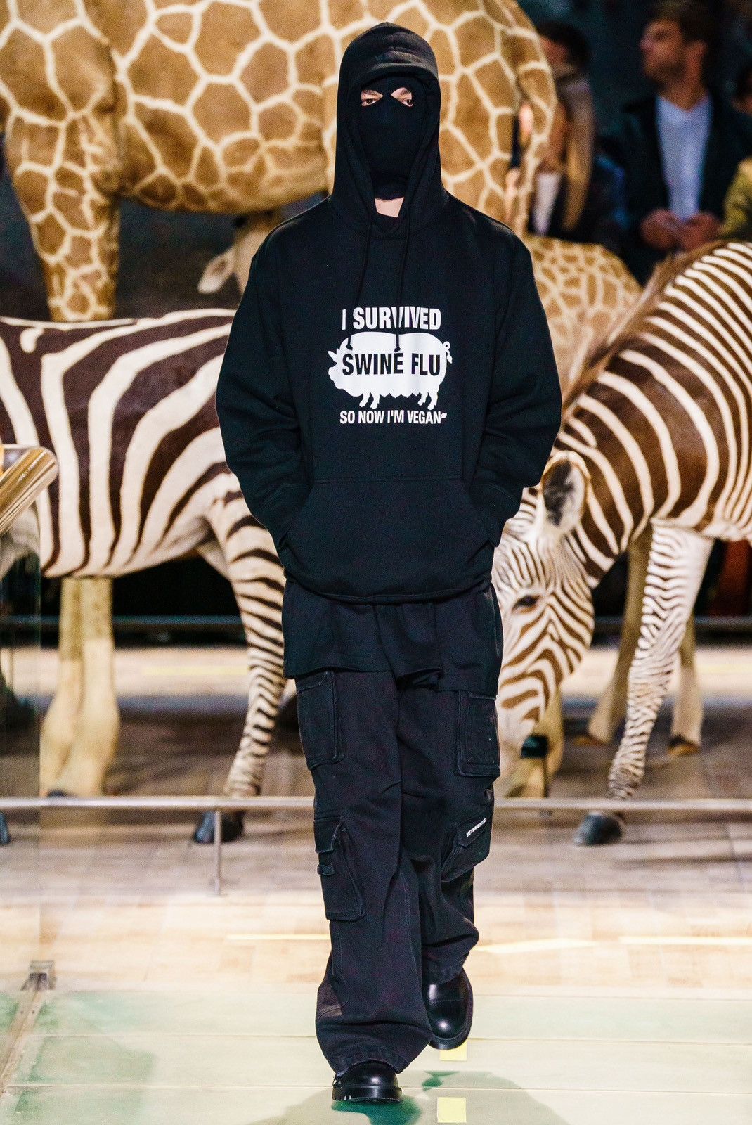image of Vetements Fw19 "swine Flu" Hoodie Sz.s in Black, Men's (Size Small)