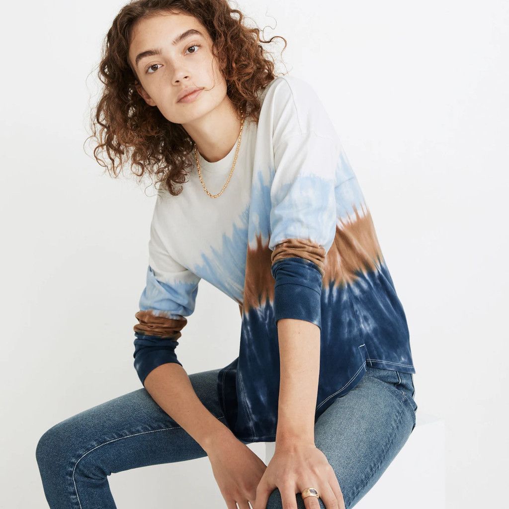 Madewell Cream Brown Blue Tie-Dye Newville Tee Size S / US 4 / IT 40 - 1 Thumbnail
