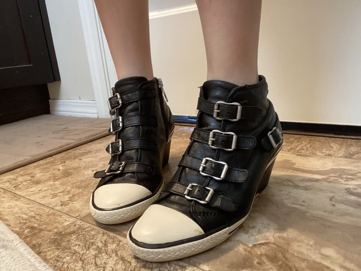 ASH Ash Wedge Genial Buckled Leather Size 37 Size US 7 / IT 37 - 2 Thumbnail