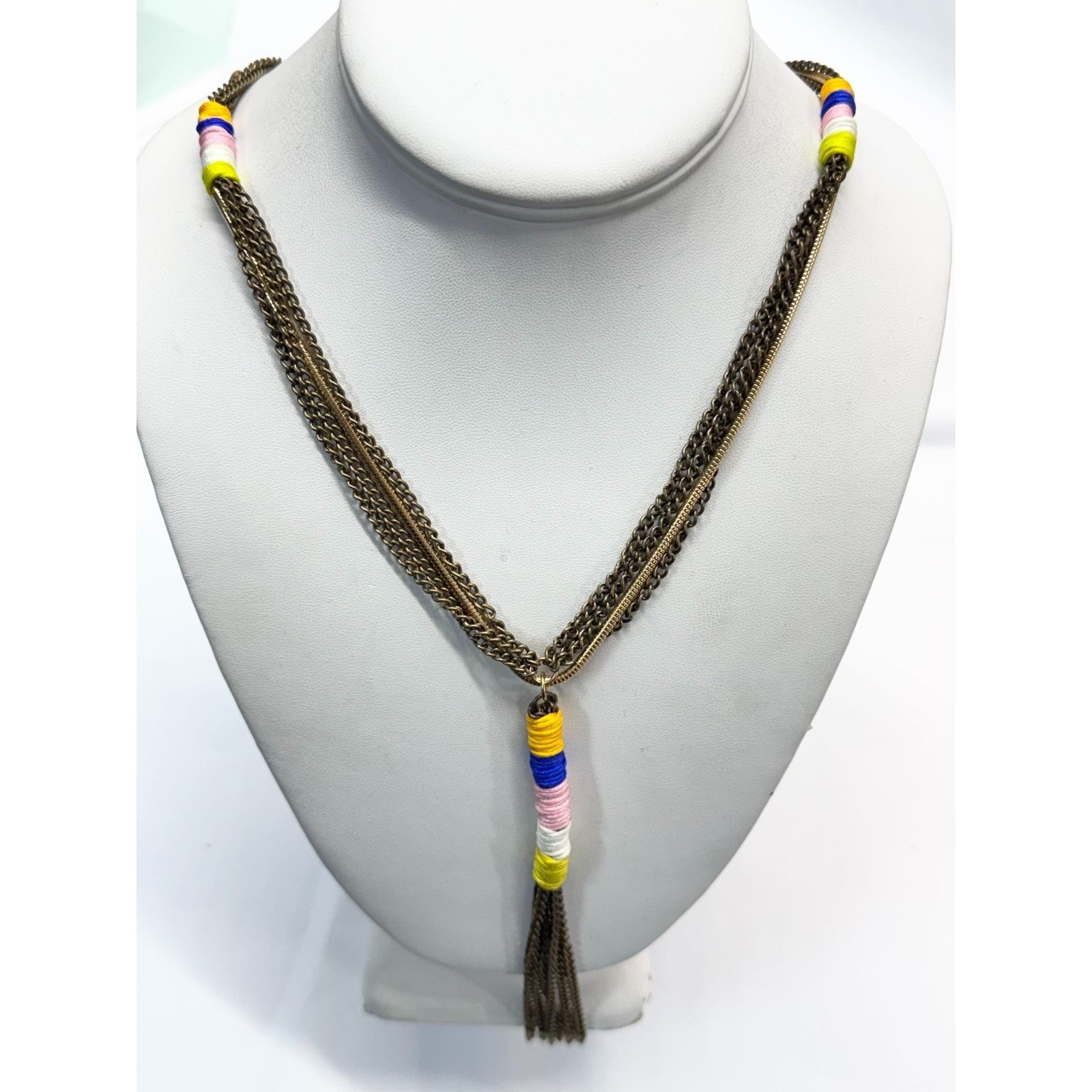 Vintage Vintage multi chain silk wrap tassel necklace Size ONE SIZE - 2 Thumbnail
