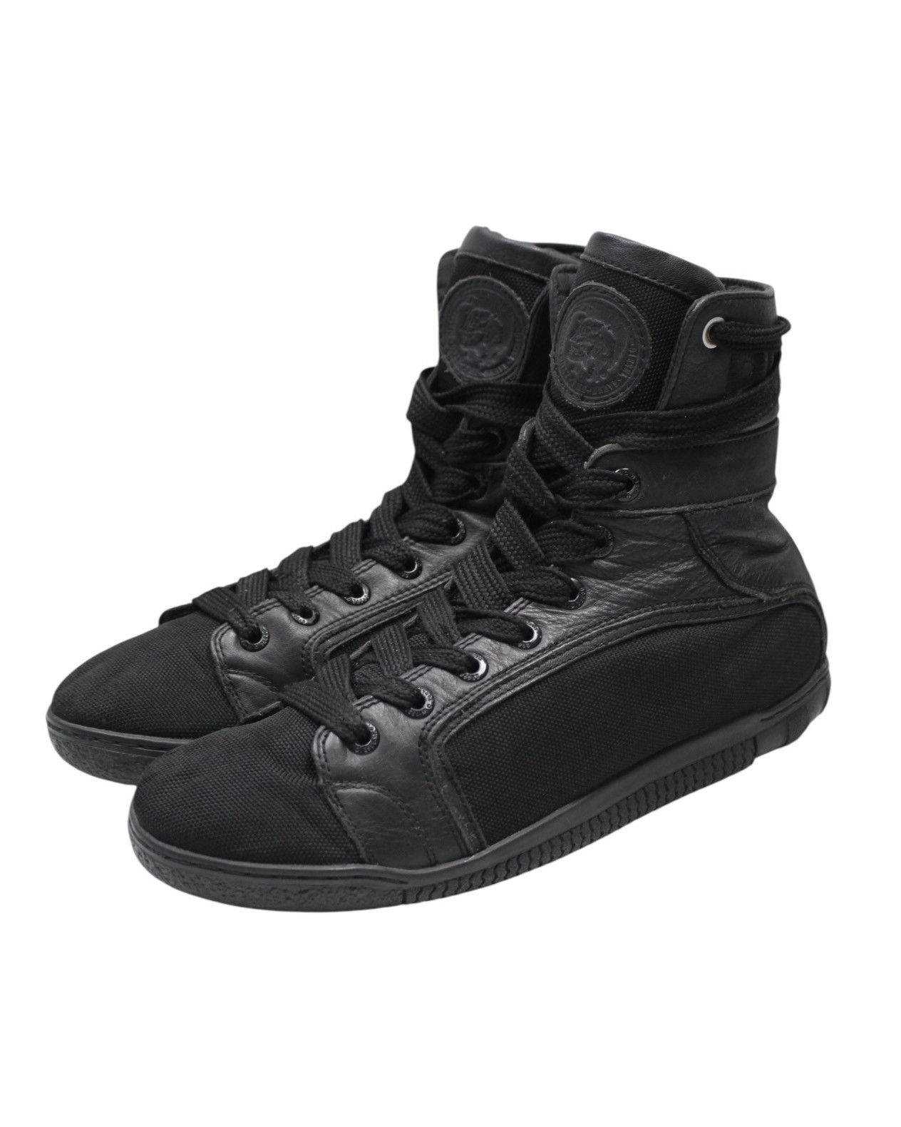 Diesel 2000S DIESEL “78” HIGH-TOP COMBAT LEATHER CANVAS SNEAKERS Size US 10 / EU 43 - 2 Thumbnail