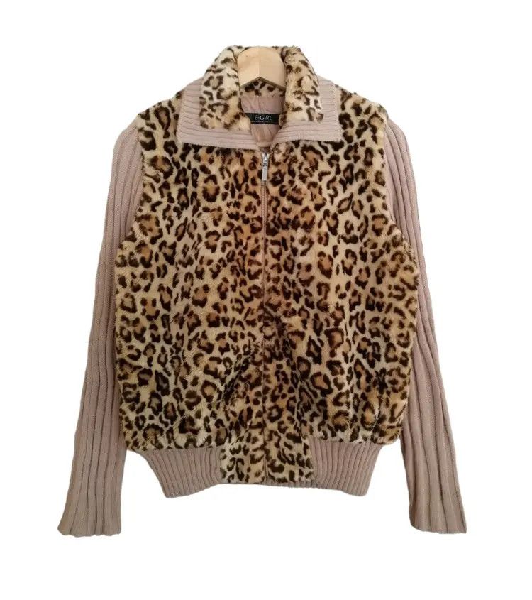 Japanese Brand E girl Y2K Style Leopard Print Zip up Sweater Jacket Size M / US 6-8 / IT 42-44 - 2 Thumbnail