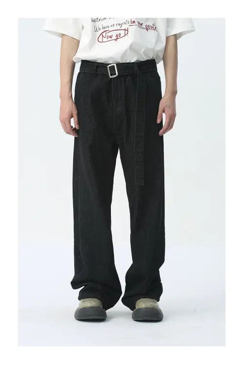 Other Black retro washed detachable belt jeans Size US 32 / EU 48 - 1 Thumbnail