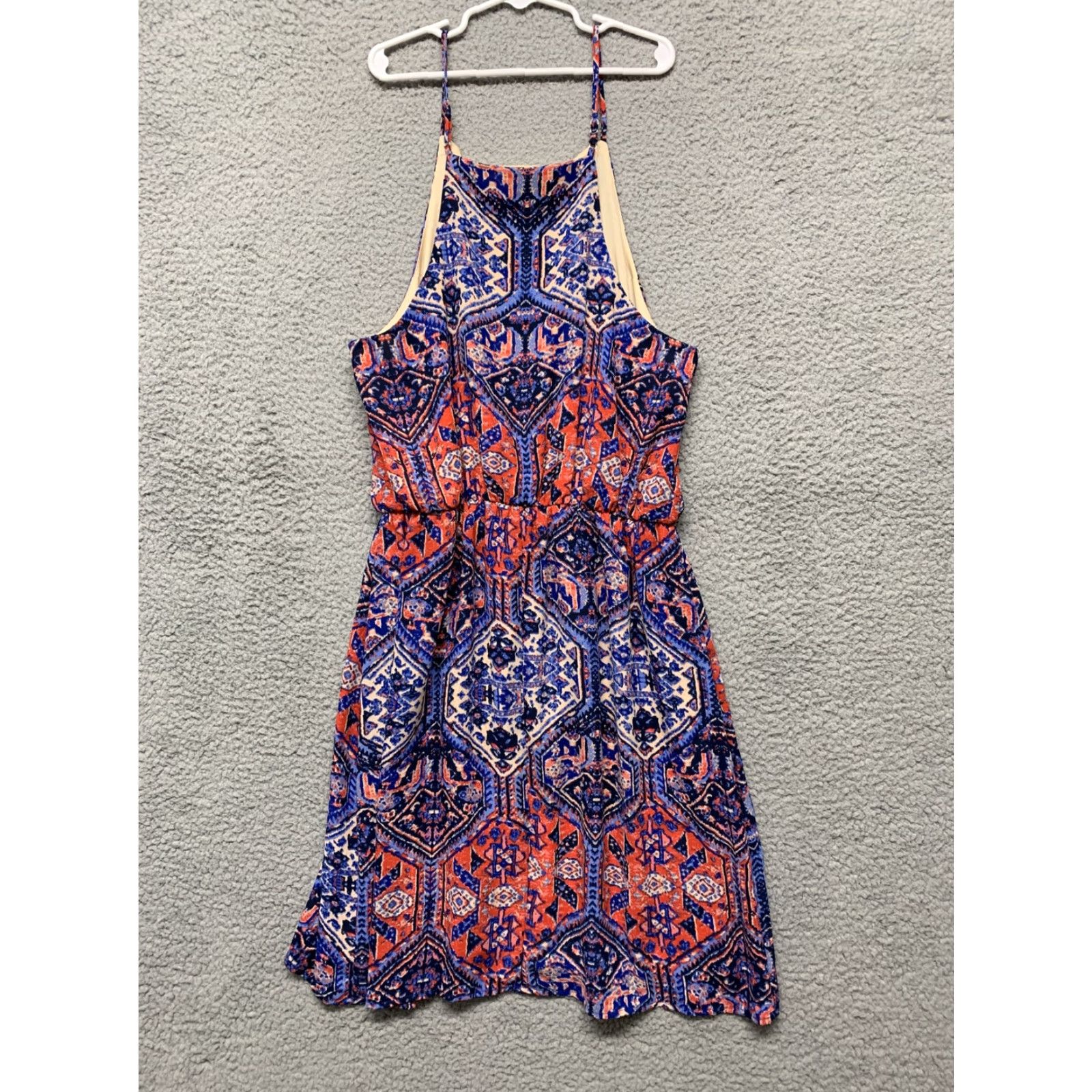 Vintage Everly Dress NWT Womens S Red Blue Ivory Spaghetti Strap Lined Elastic Waist Knee Length USA Sundress Vintage: No Size S / US 4 / IT 40 - 4 Thumbnail