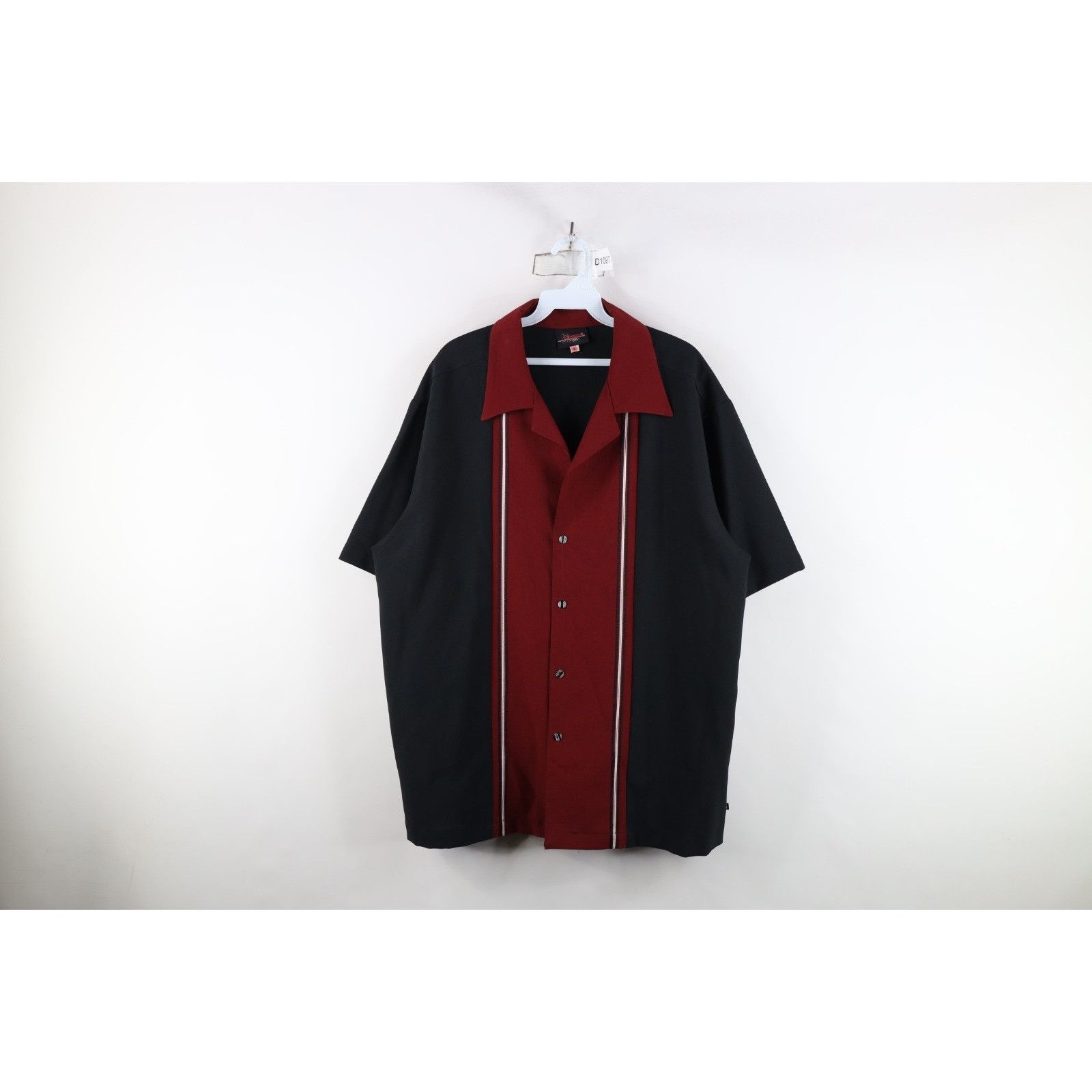Vintage Vintage 90s Rockabilly Panel Striped Bowling Button Shirt Size US L / EU 52-54 / 3 - 1 Thumbnail