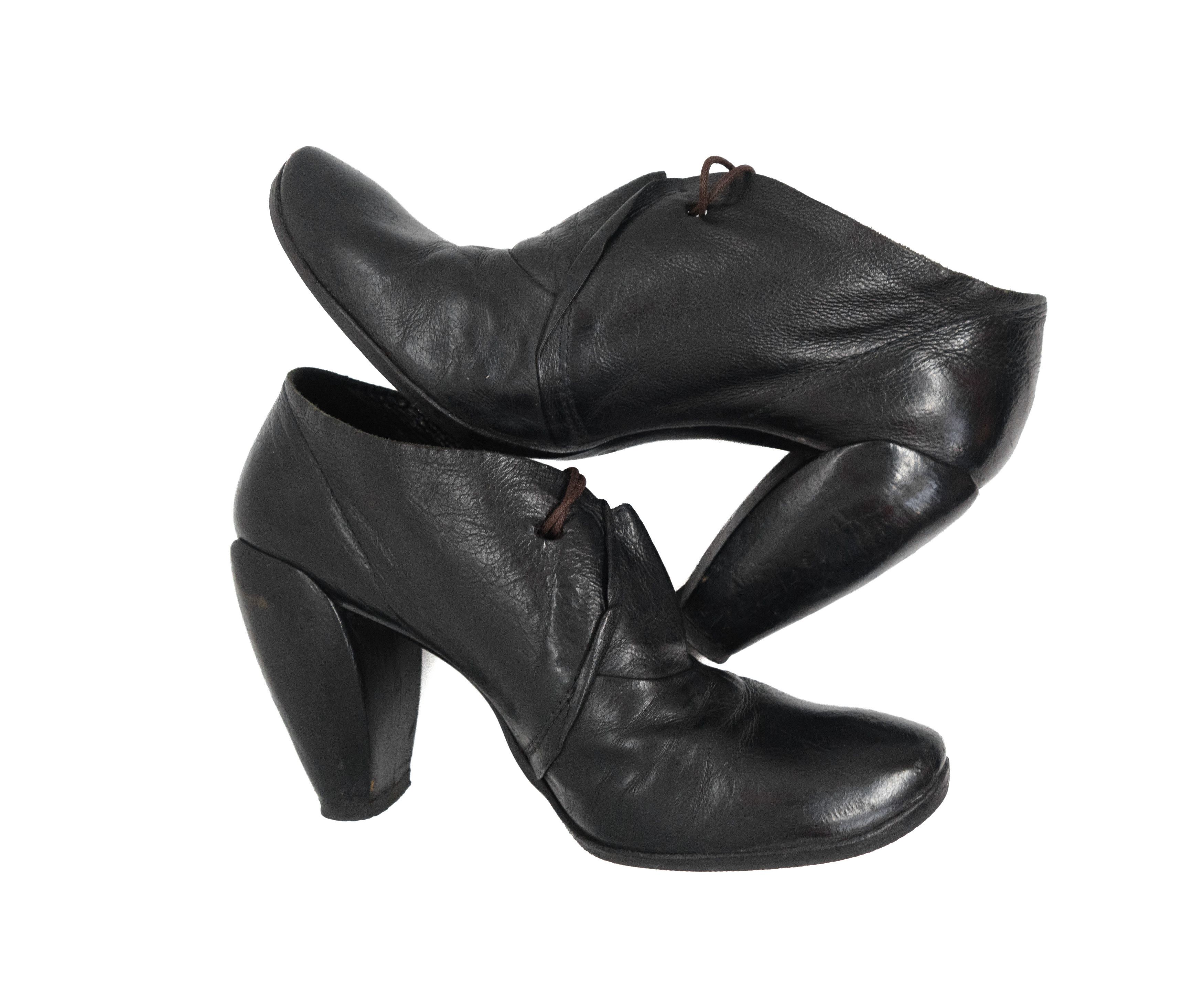 Marsell Avant Garde Leather Sculptural Heel Artisanal Ankle Boots Size US 7.5 / IT 37.5 - 3 Thumbnail