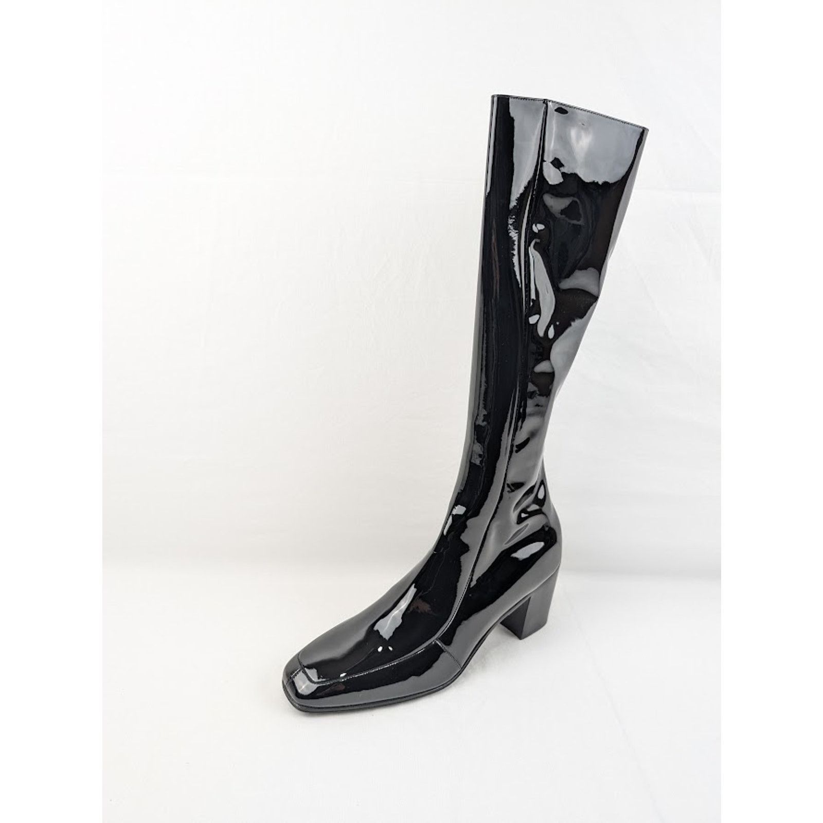 Saint Laurent Paris o1rshd1 Vernice Softy Otto 70 Zipped High Boots in Nero Size US 9.5 / EU 42-43 - 2 Thumbnail