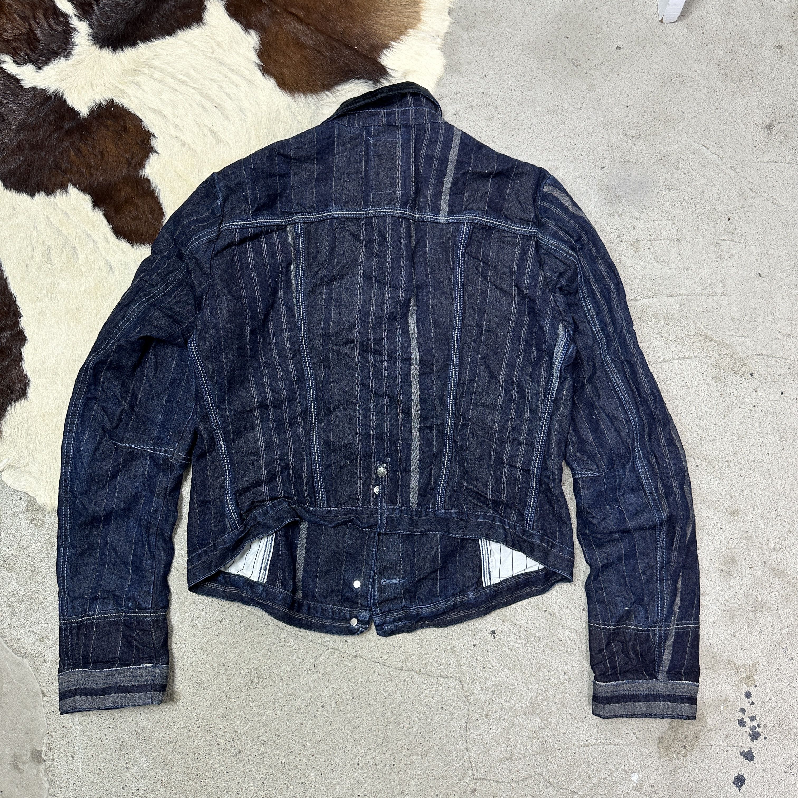 Marithe + Francois Girbaud Vintage Denim Fitted Striped Marithe Francois Girbaud Jacket Size M / US 6-8 / IT 42-44 - 8 Thumbnail