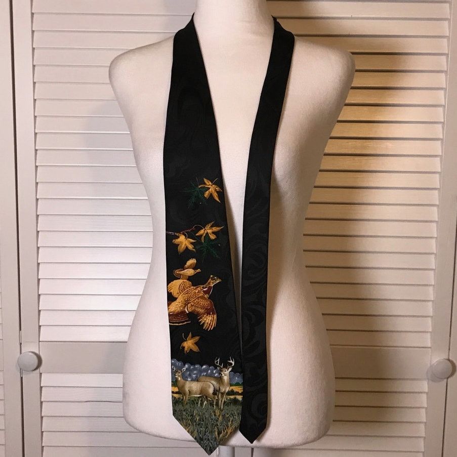 Other Reed St. James Birds Deer Hunting Classic Wide Men Necktie Size ONE SIZE - 2 Thumbnail