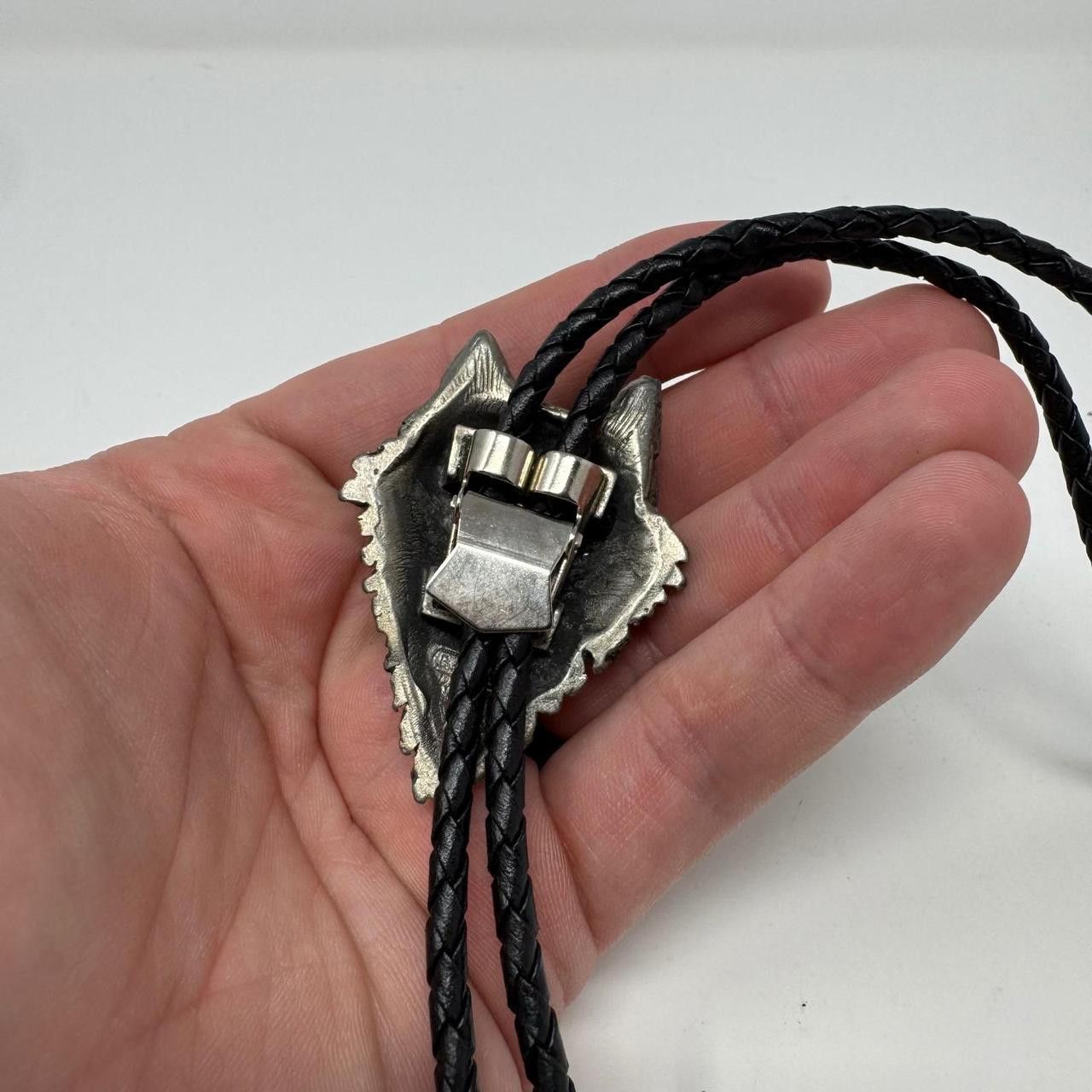 Vintage Vintage Pewter Wolf Bolo Tie Western Braided EJC 96 Signed Size ONE SIZE - 4 Thumbnail