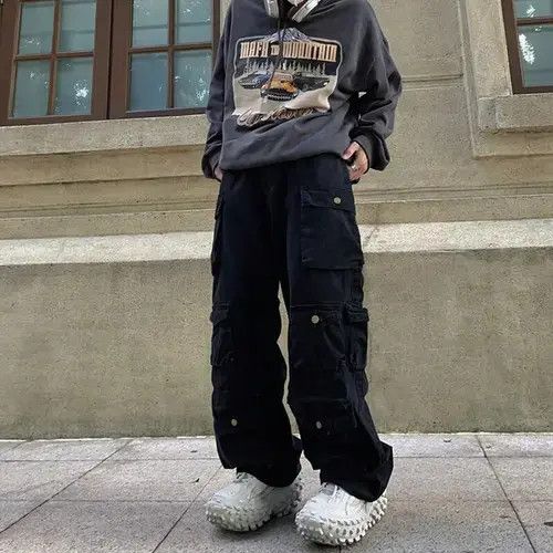 Other Harajuku Baggy Casual Cargos Loose Oversize Trousers Size US 29 - 3 Thumbnail