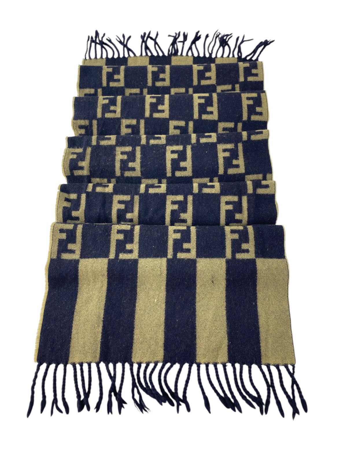 Fendi Fendi Cravatte 100% Wool FF Nova Checked Monogram Scarf Size ONE SIZE - 2 Thumbnail