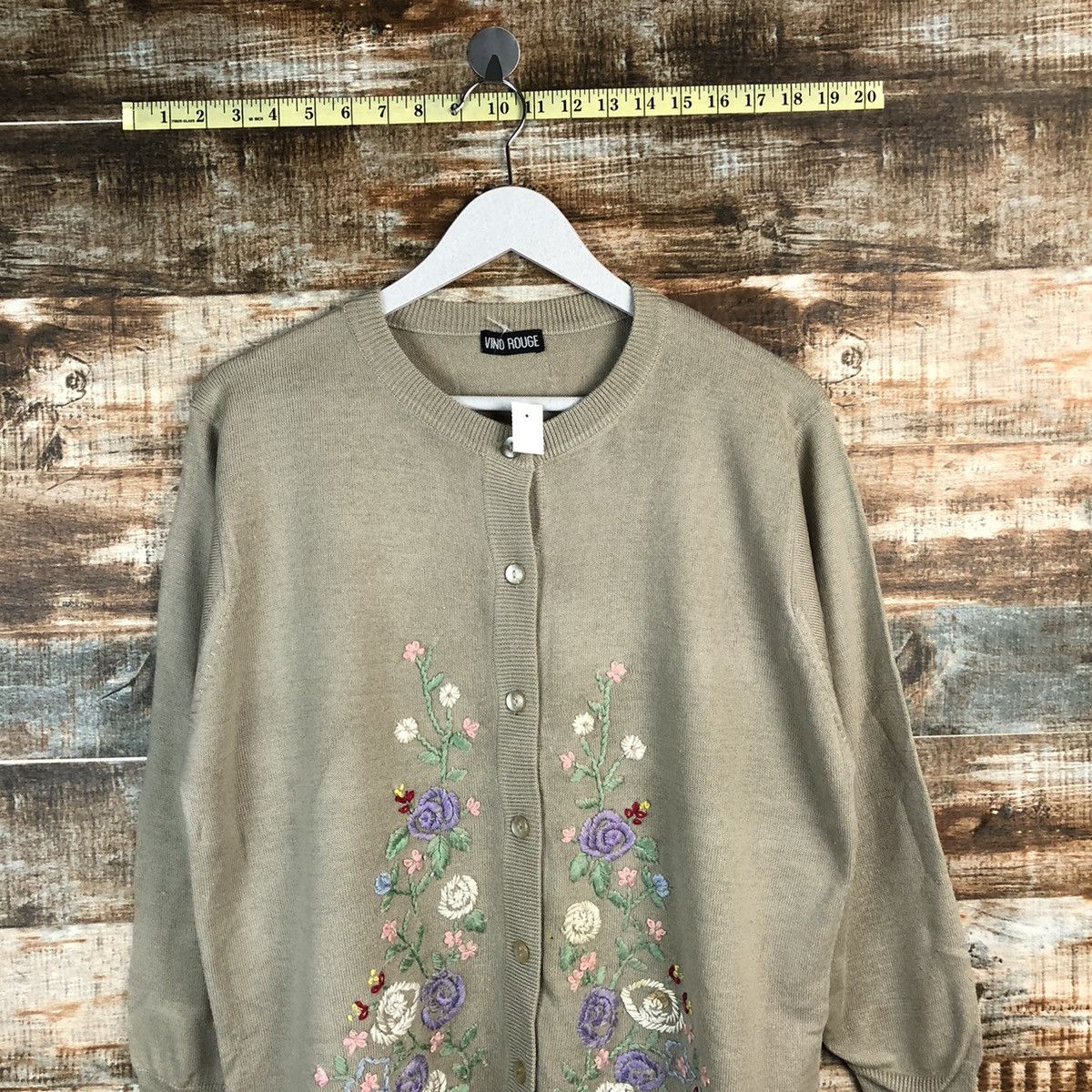 Japanese Brand Vino Rouge Brown Patterned Cardigans Knitwear #A1263 Size L / US 10 / IT 46 - 2 Thumbnail