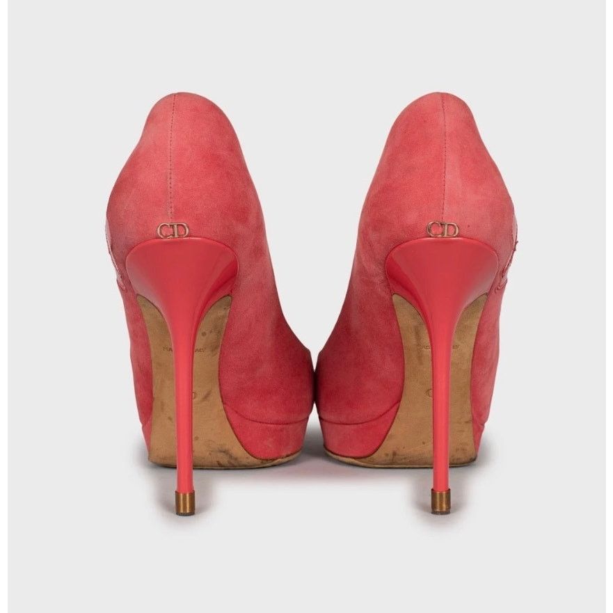 Dior Christian Dior Pink Suede Open Toe Stiletto Pumps Sz.39 Size US 8 / IT 38 - 4 Thumbnail