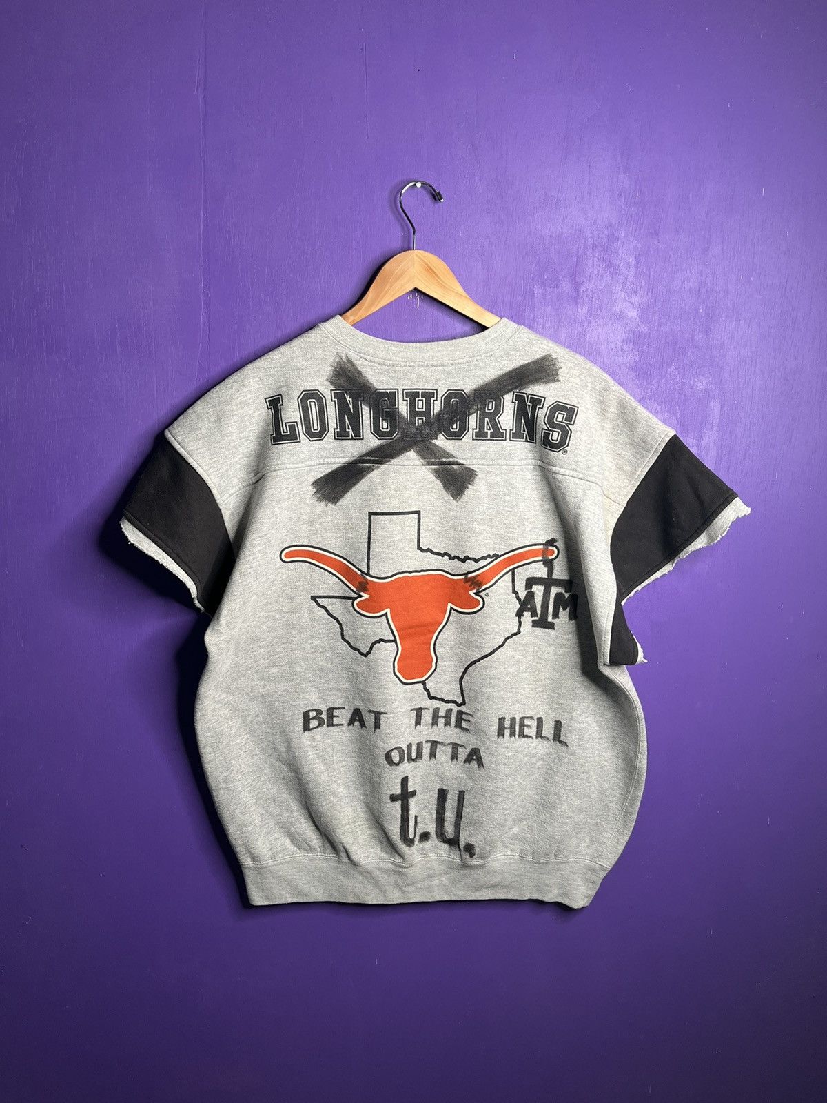 Vintage Vintage 90s Texas SUCKS sharpie cutoff sweatshirt Size US L / EU 52-54 / 3 - 2 Thumbnail