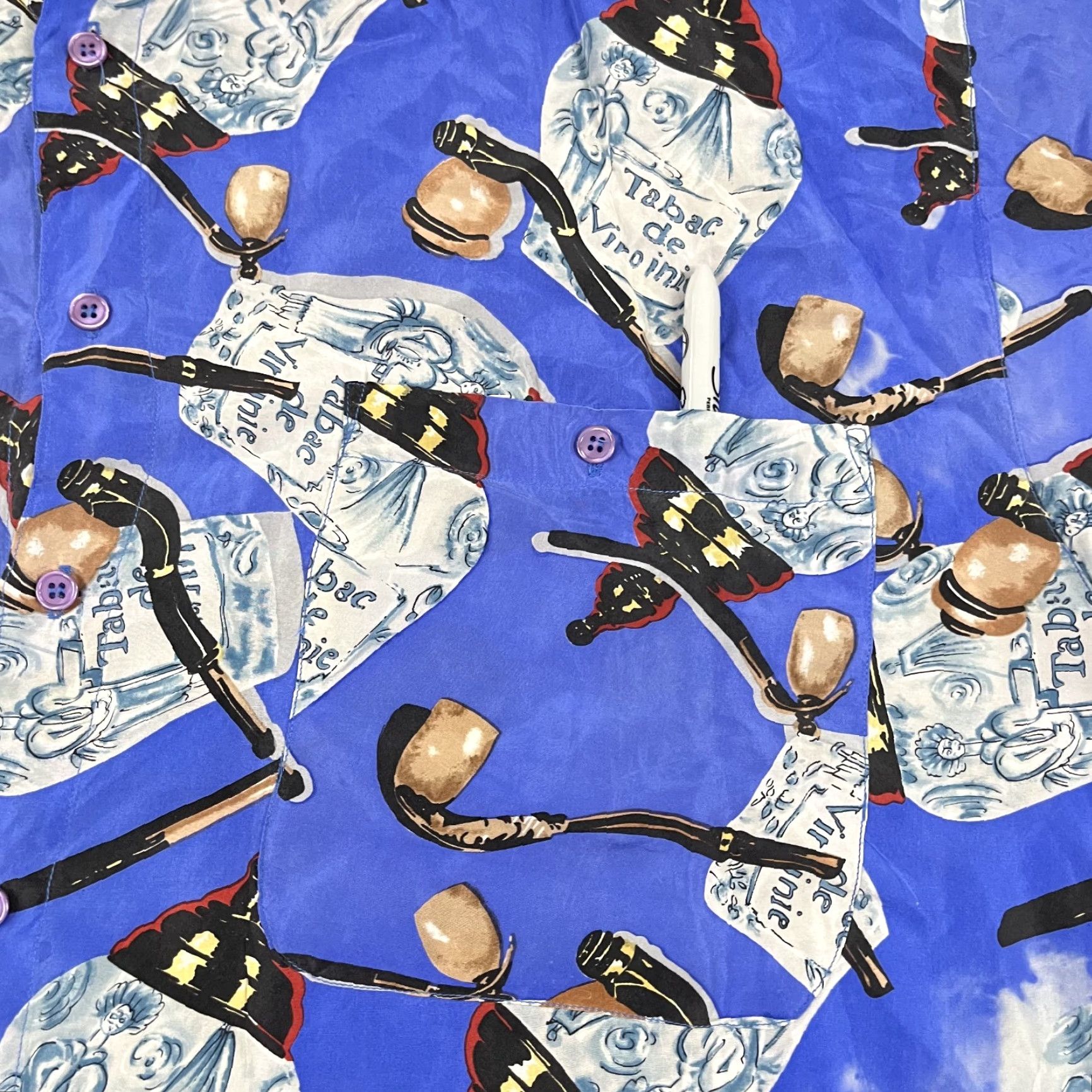 Vintage Silk Club Button-Up Shirt Men's Large Geometric Blue 90s Retro Casual Size US L / EU 52-54 / 3 - 6 Thumbnail
