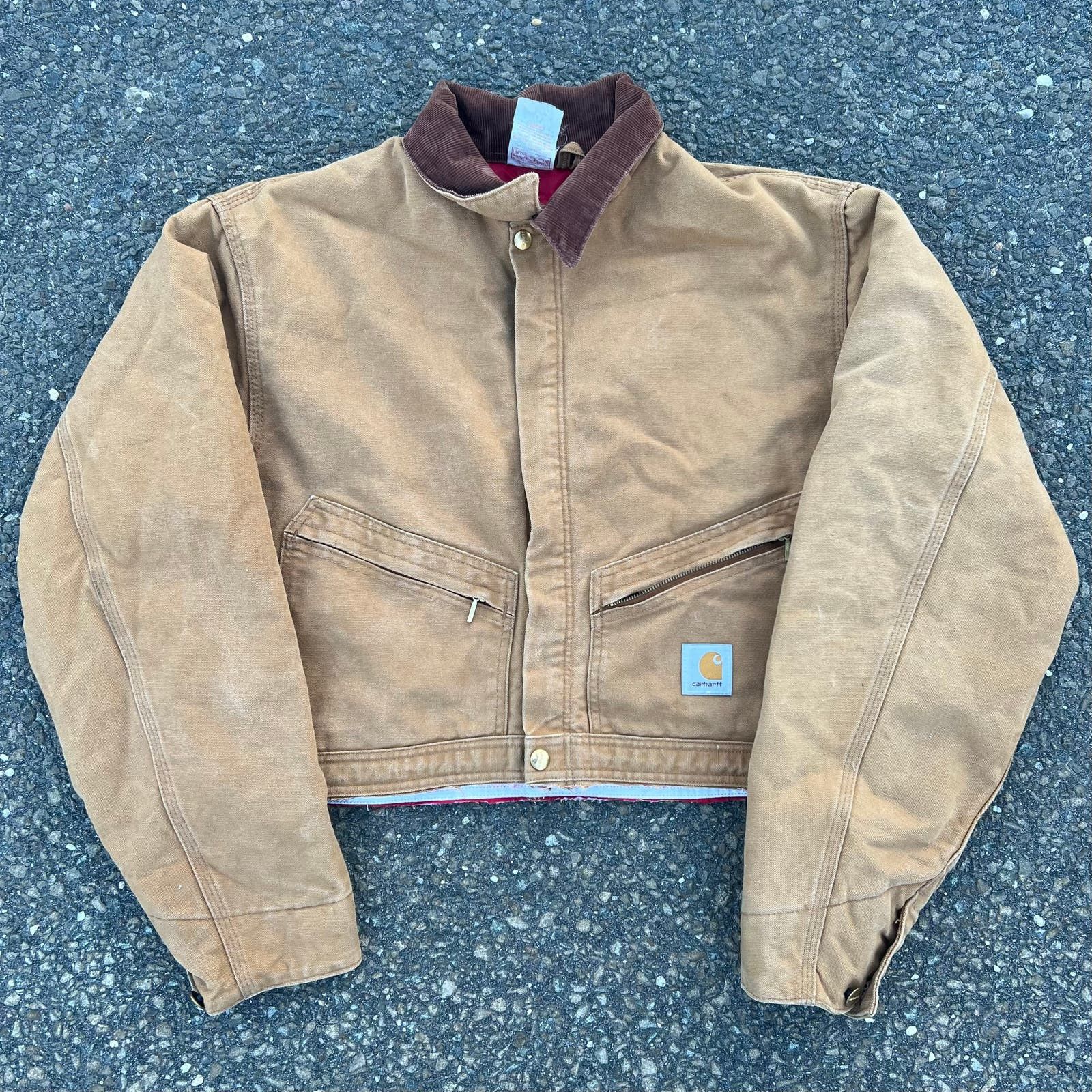image of Carhartt Brown Crop Detroit Style Work Wear Jacket, Men's (Size Large)