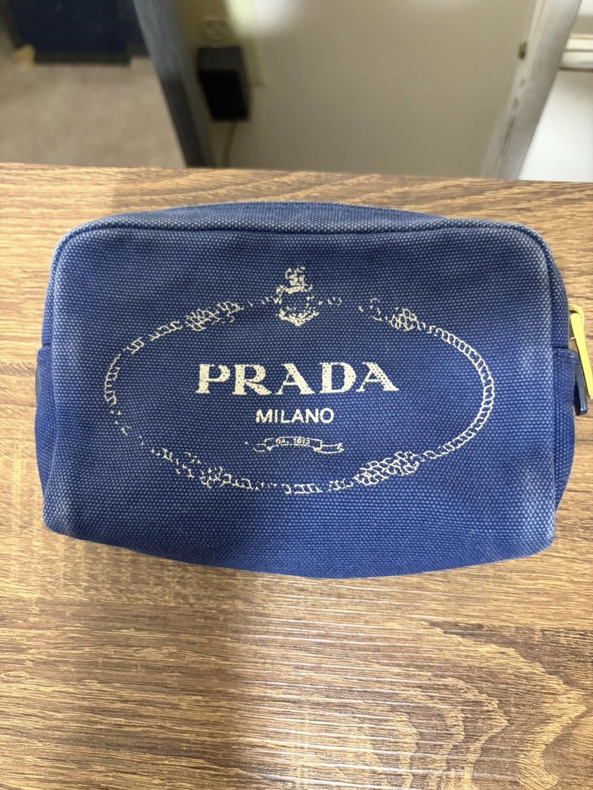Prada Prada Canapa Dark Blue Canvas Rope Logo Clutch Pouch Bag Size ONE SIZE - 6 Thumbnail
