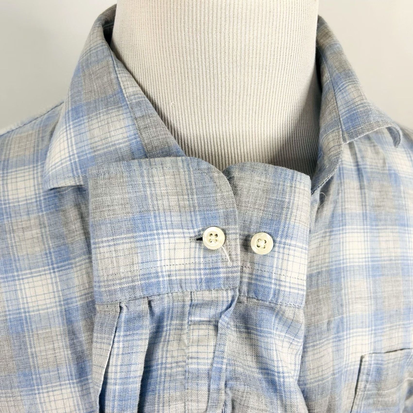 Peter Millar Peter Millar XL Casual Long Sleeve Shirt Blue White Plaid Cotton Button Front Mens Size US XL / EU 56 / 4 - 4 Thumbnail