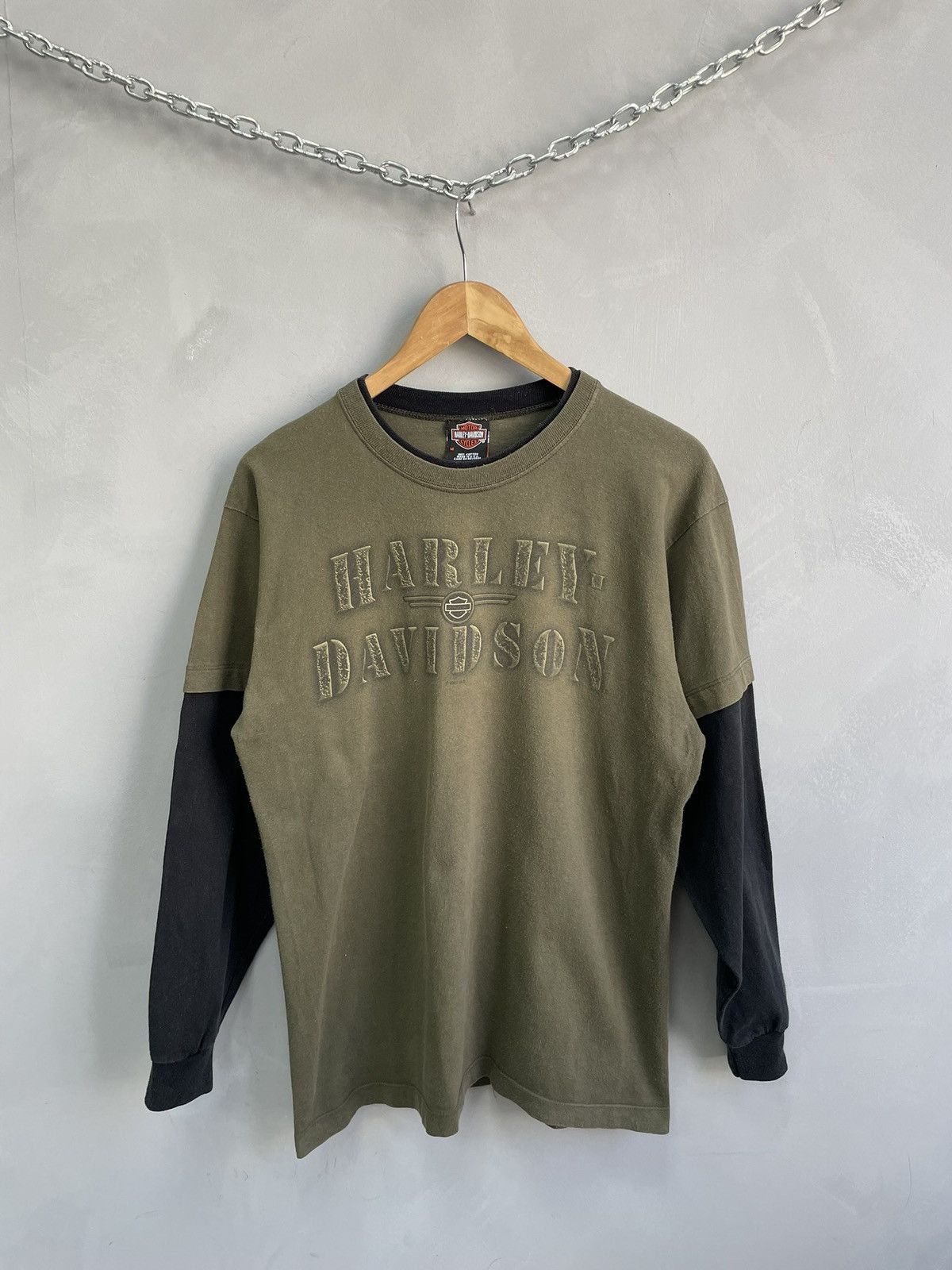 Harley Davidson Vintage washed 2000s Harley Davidson flames long sleeve Size US M / EU 48-50 / 2 - 2 Thumbnail