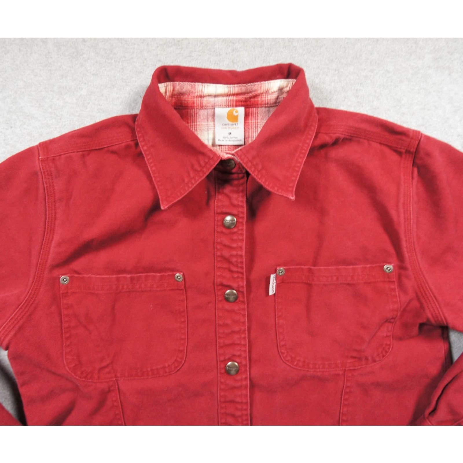 Carhartt VINTAGE Carhartt Shirt Womens Medium Red Canvas Button Down Snap Flannel Lined Ladies Size M / US 6-8 / IT 42-44 - 3 Thumbnail