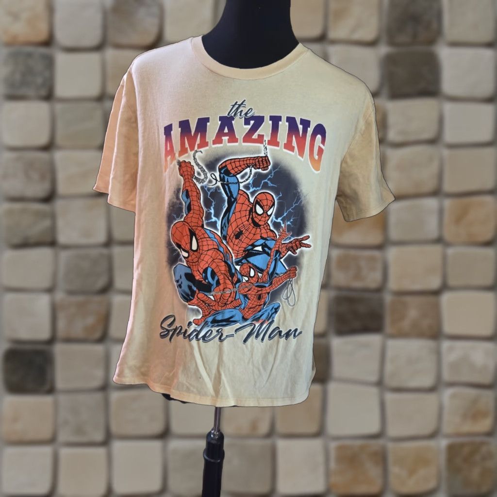 Vintage Marvel The Amazing Spiderman Beige Short Sleeve T Shirt Adult Large Size US L / EU 52-54 / 3 - 1 Thumbnail