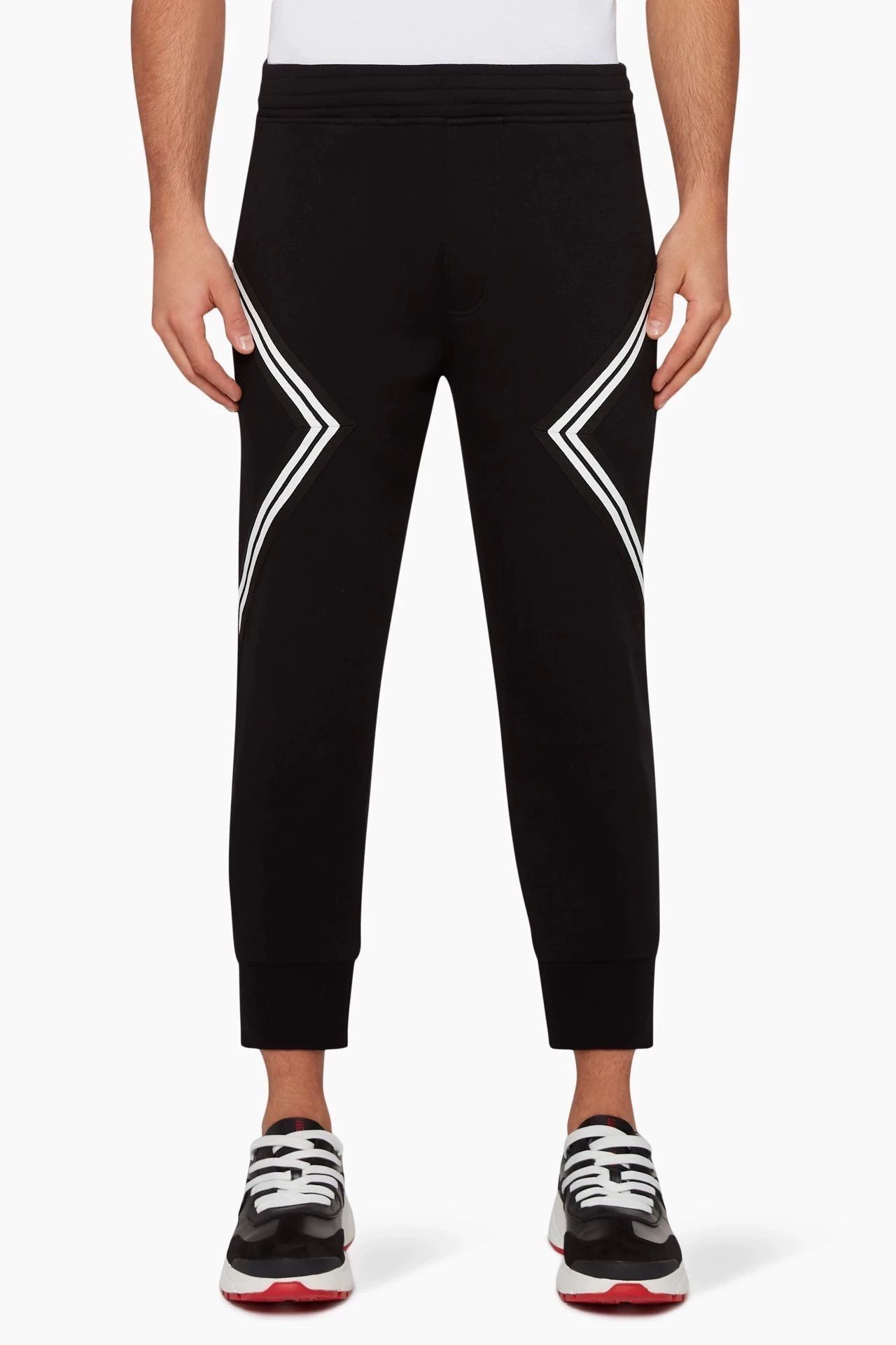 Neil Barrett Red Colorblock Sweatpants with Striped Accents Size US 32 / EU 48 - 9 Thumbnail