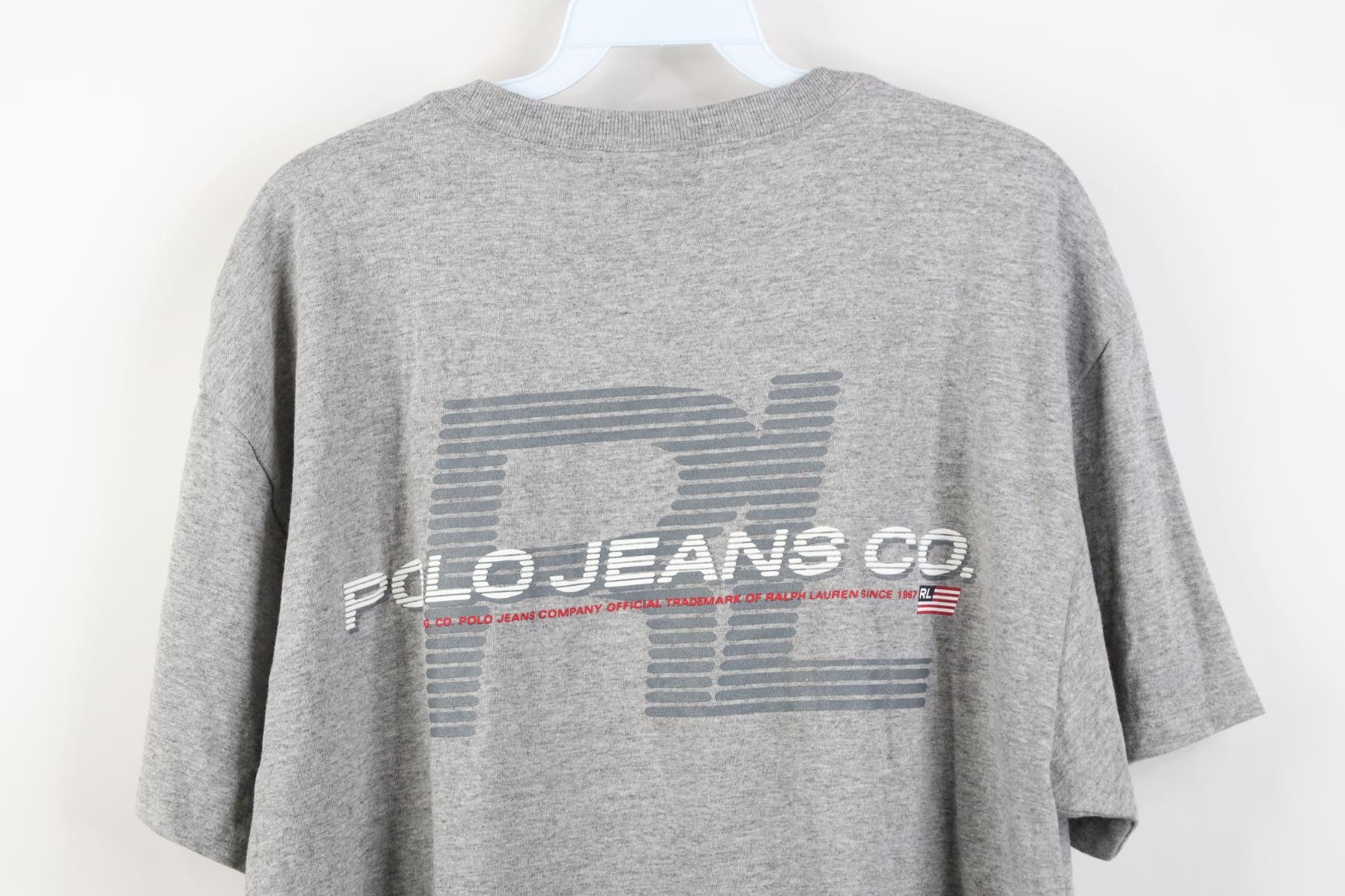Polo Ralph Lauren Deadstock Vintage 90s Ralph Lauren Striped Logo T-Shirt Gray Size US L / EU 52-54 / 3 - 14 Thumbnail