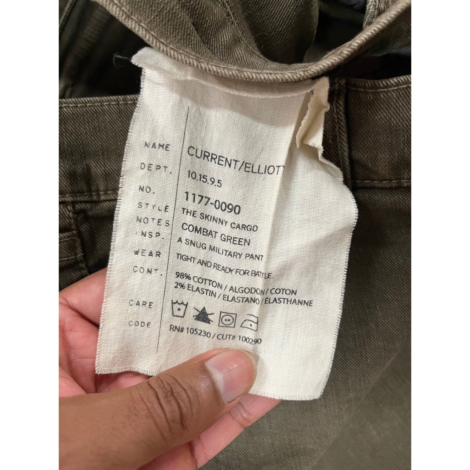 Current/Elliot Current Elliot-Skinny Cargo Pants /Low Rise/26 /Combat Green Size 26" / US 2 / IT 38 - 7 Thumbnail