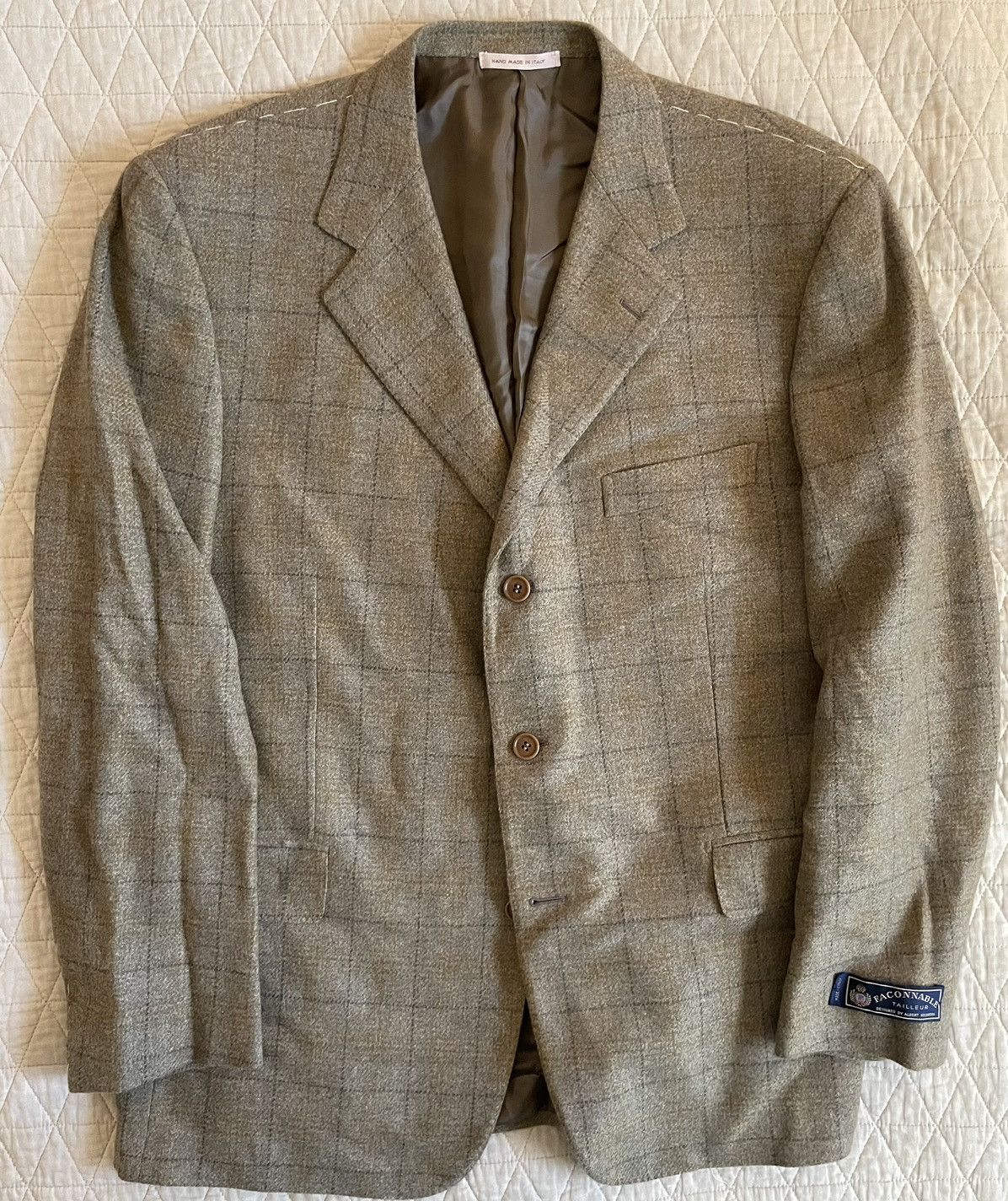 Faconnable × Vintage Windowpane Check Cashmere Blend Jacket Size 48R - 1 Thumbnail