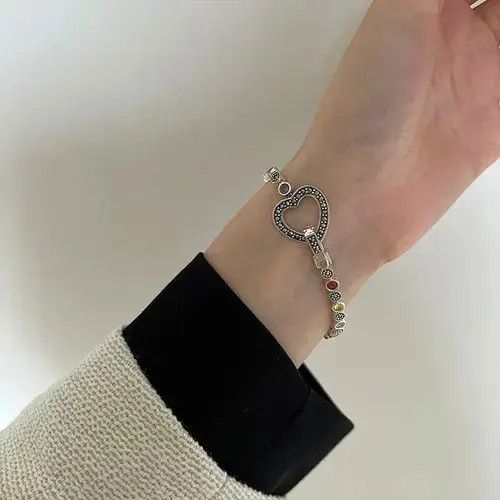 Japanese Brand × Vintage Vintage Rainbow Zircon Love Heart Bracelet Size ONE SIZE - 2 Thumbnail