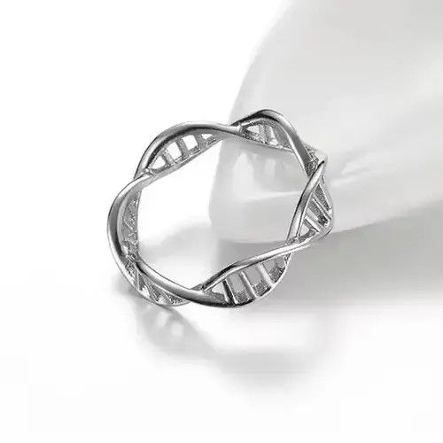 Jewelry × Vintage DNA Ring Art Molecule Silver Anatomy Human Jewelry Rings Size ONE SIZE - 2 Thumbnail