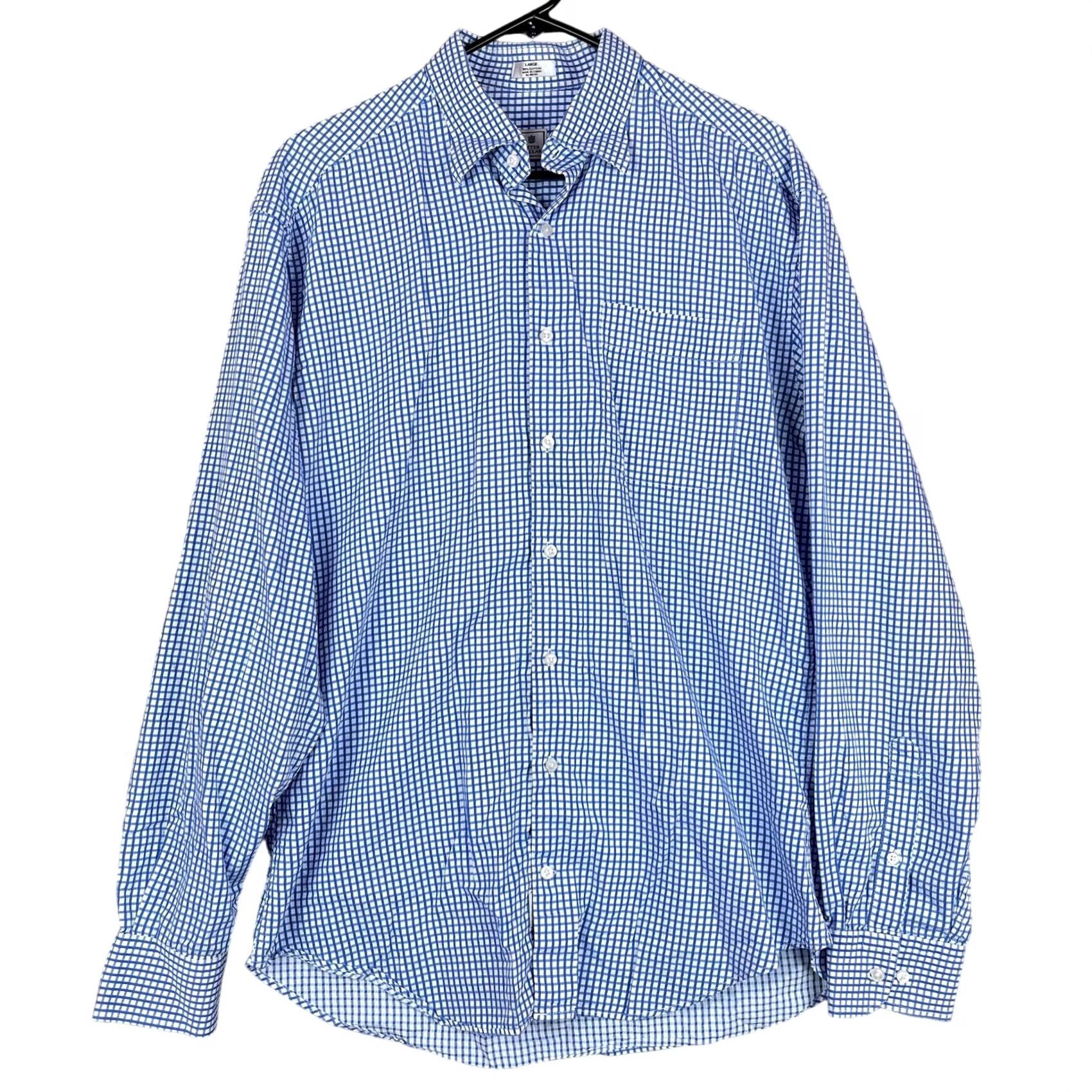 Peter Millar Peter Millar Mens Polo White Blue Checkered Long Sleeve Button Down Large Size US L / EU 52-54 / 3 - 2 Thumbnail