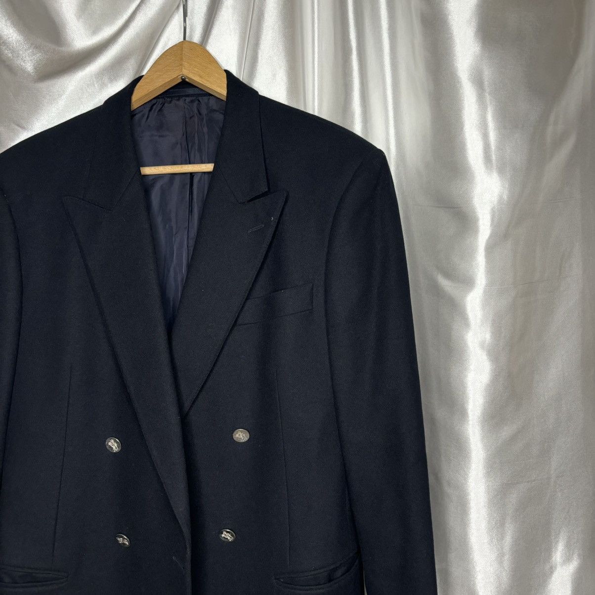 Burberry × Vintage vintage woolen Burberrys double breasted blazer jacket logo Size ONE SIZE - 4 Thumbnail