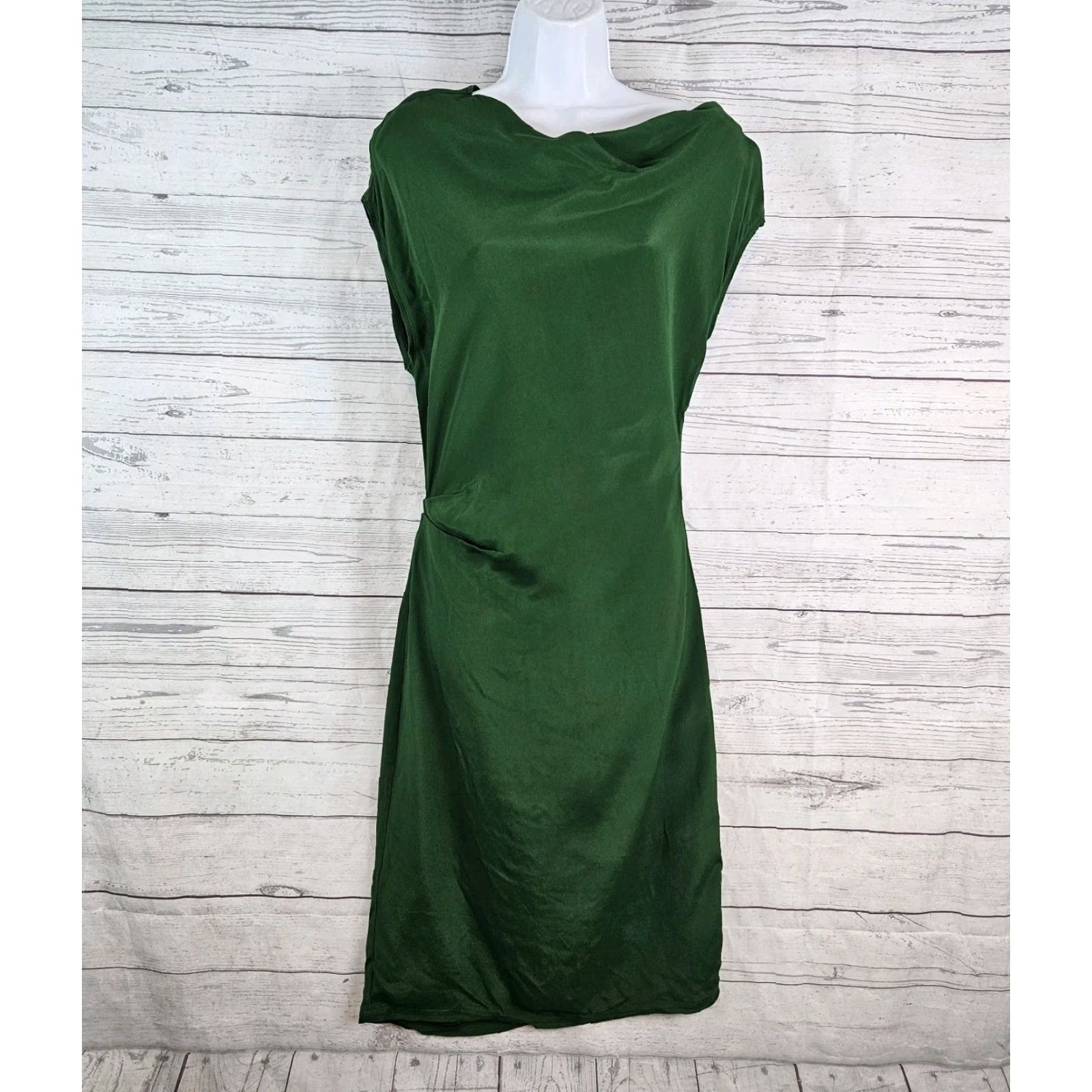 Reiss Reiss Lore Capped Sleeve Dress Solid Green Viscose Sz 4 Women's Knee Length Sheath Dress Size S / US 4 / IT 40 - 2 Thumbnail