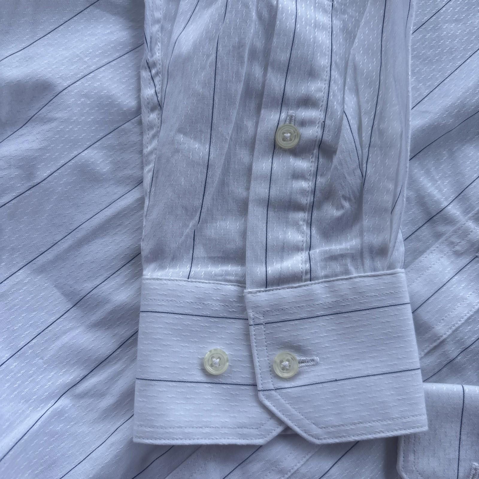 Albert Nipon Men's Albert Nippon Long Sleeve Shirt Size 16 White Striped Size 38R - 5 Thumbnail
