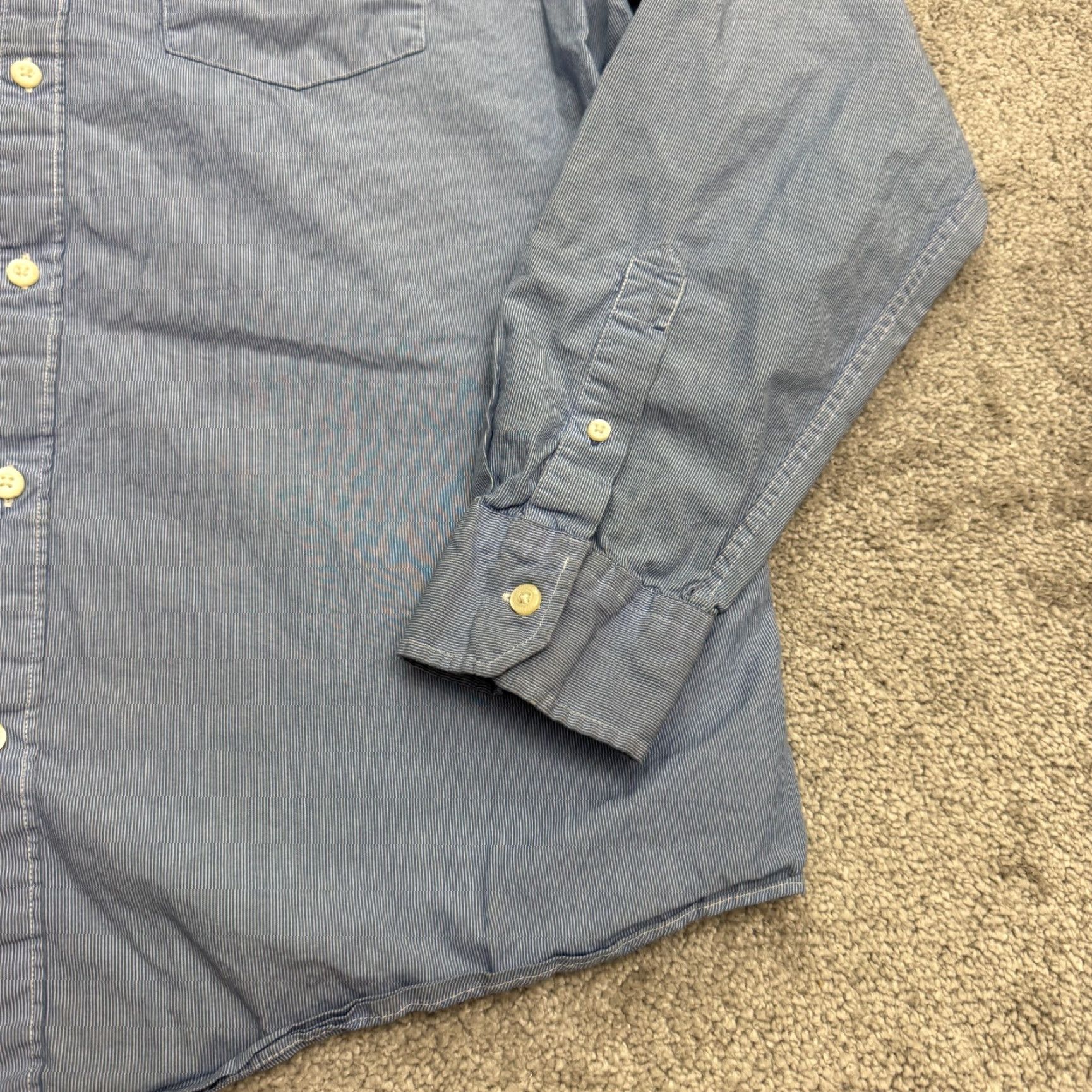 American Eagle Outfitters American Eagle Outfitters Classic Fit Button-Up Shirt Mens XL Blue Striped Casual Workwear Size US XL / EU 56 / 4 - 5 Thumbnail